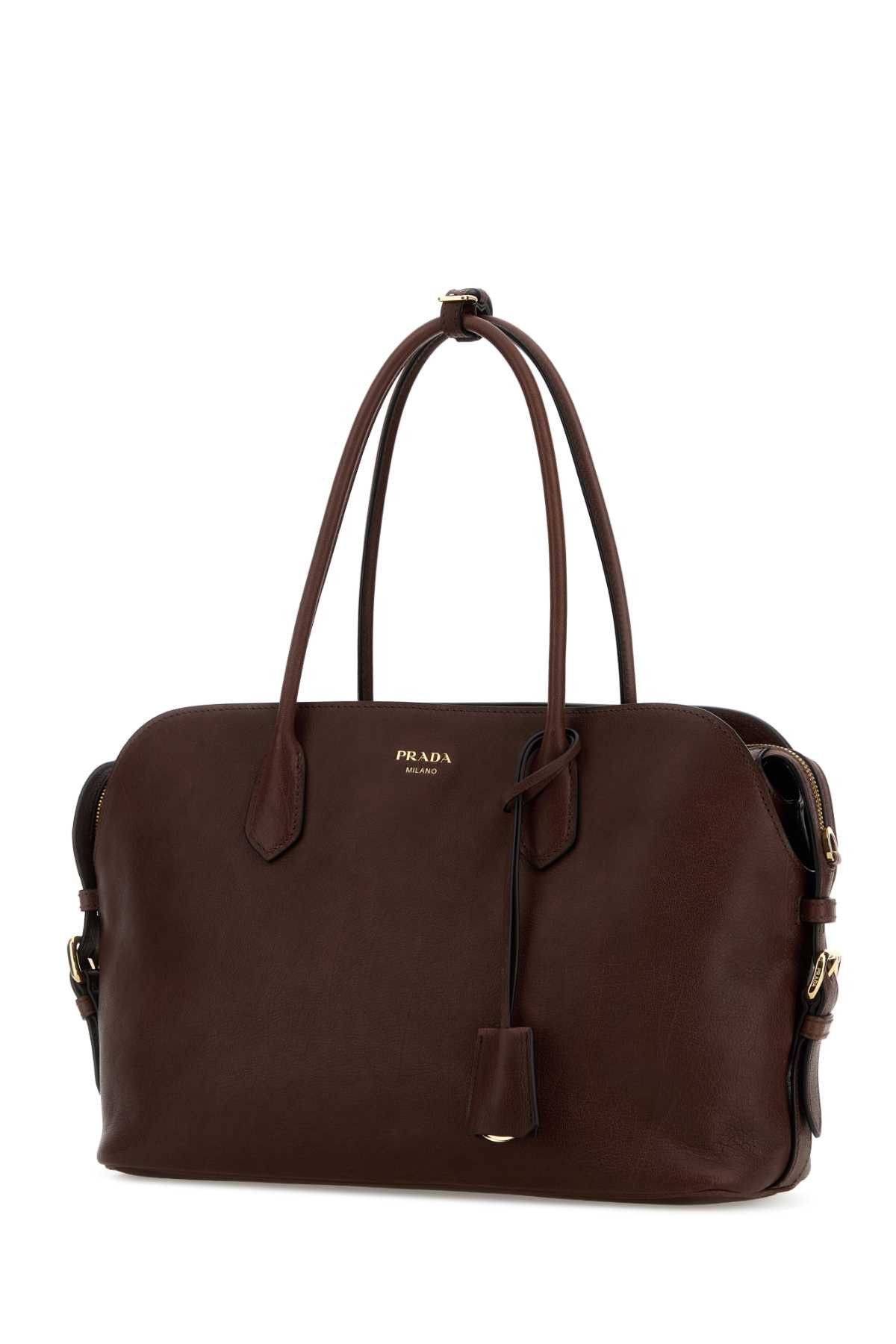 Prada Chocolate Leather Large Shopping Bag Size ONE SIZE - 2 Thumbnail