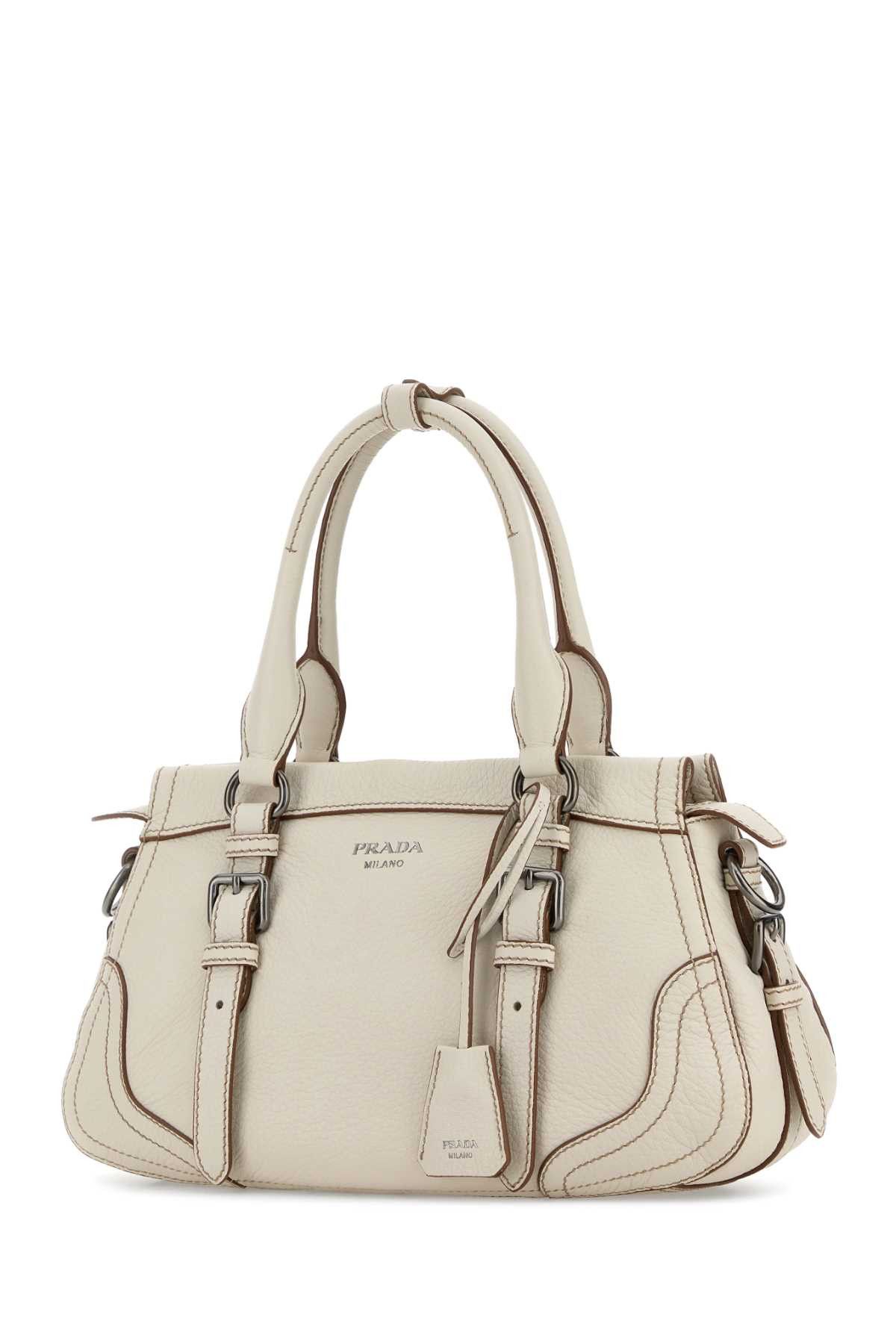 Prada Ivory Leather Large Handbag Size ONE SIZE - 2 Thumbnail