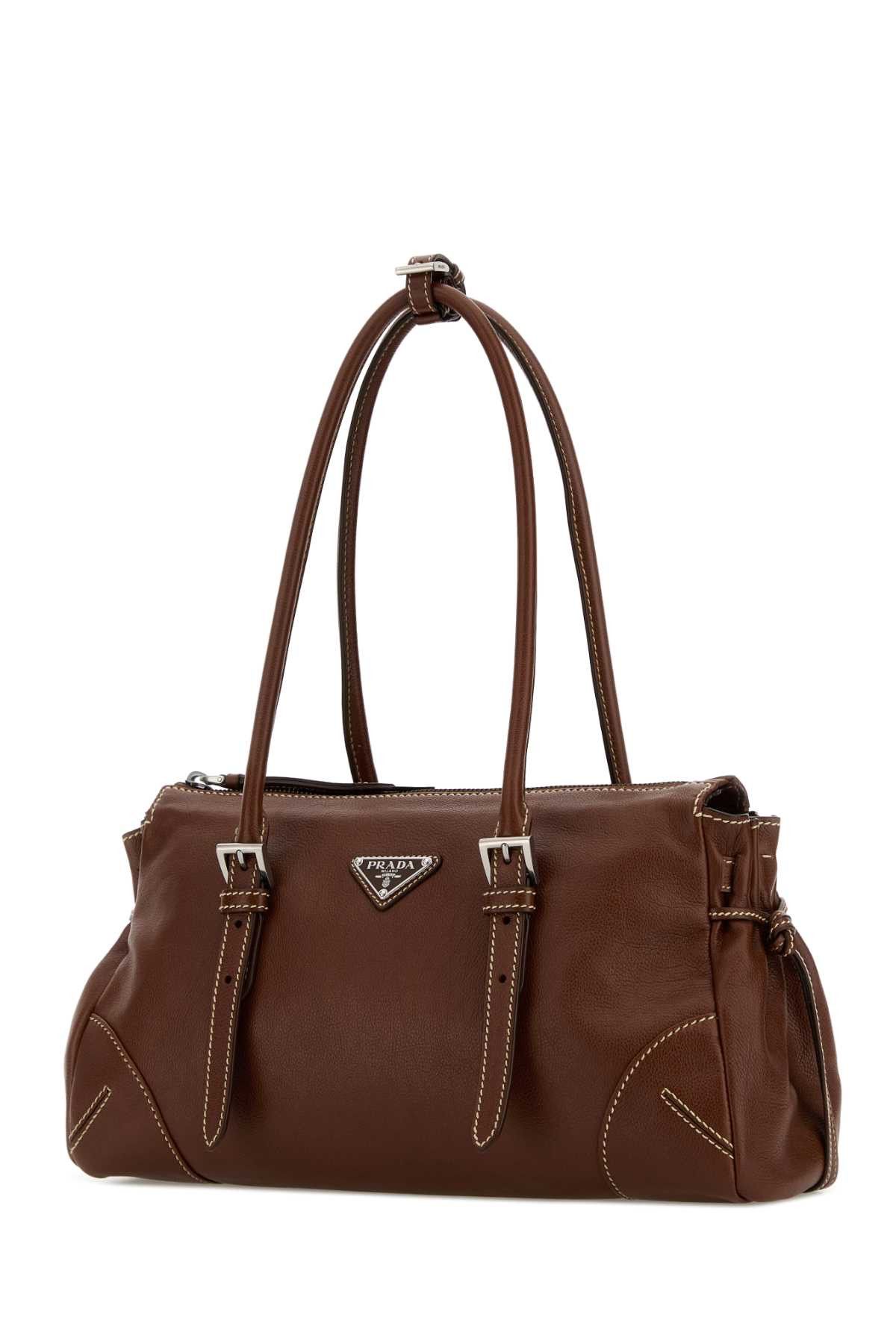 Prada Chocolate Leather Medium Prada Bonnie Shoulder Bag Size ONE SIZE - 2 Thumbnail