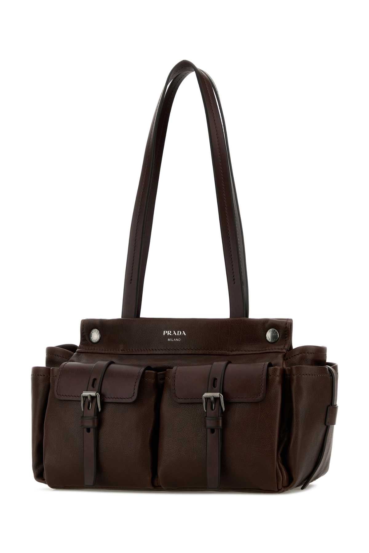 Prada Chocolate Leather Medium Prada Route Shopping Bag Size ONE SIZE - 2 Thumbnail