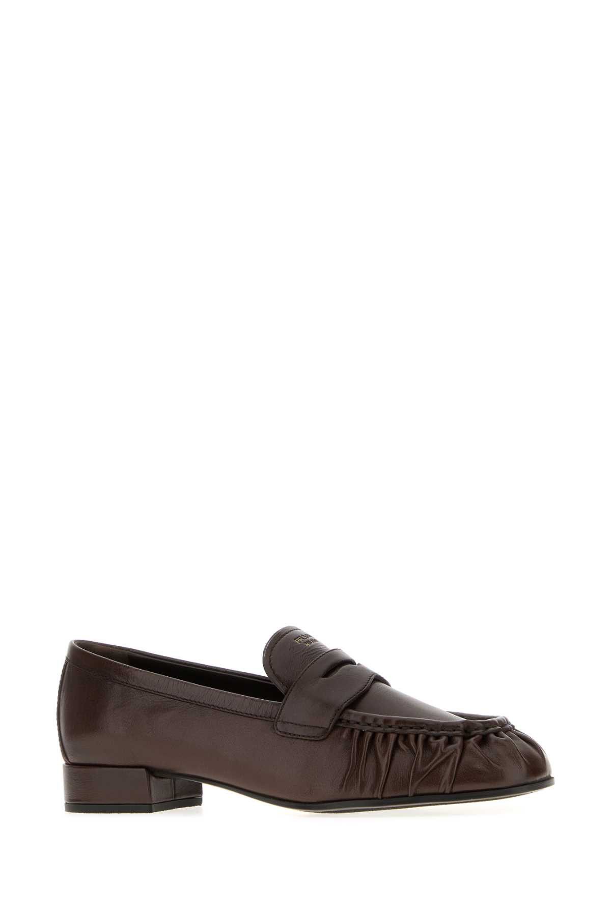 Prada Dark Brown Leather Loafers Size US 7.5 / IT 37.5 - 2 Thumbnail