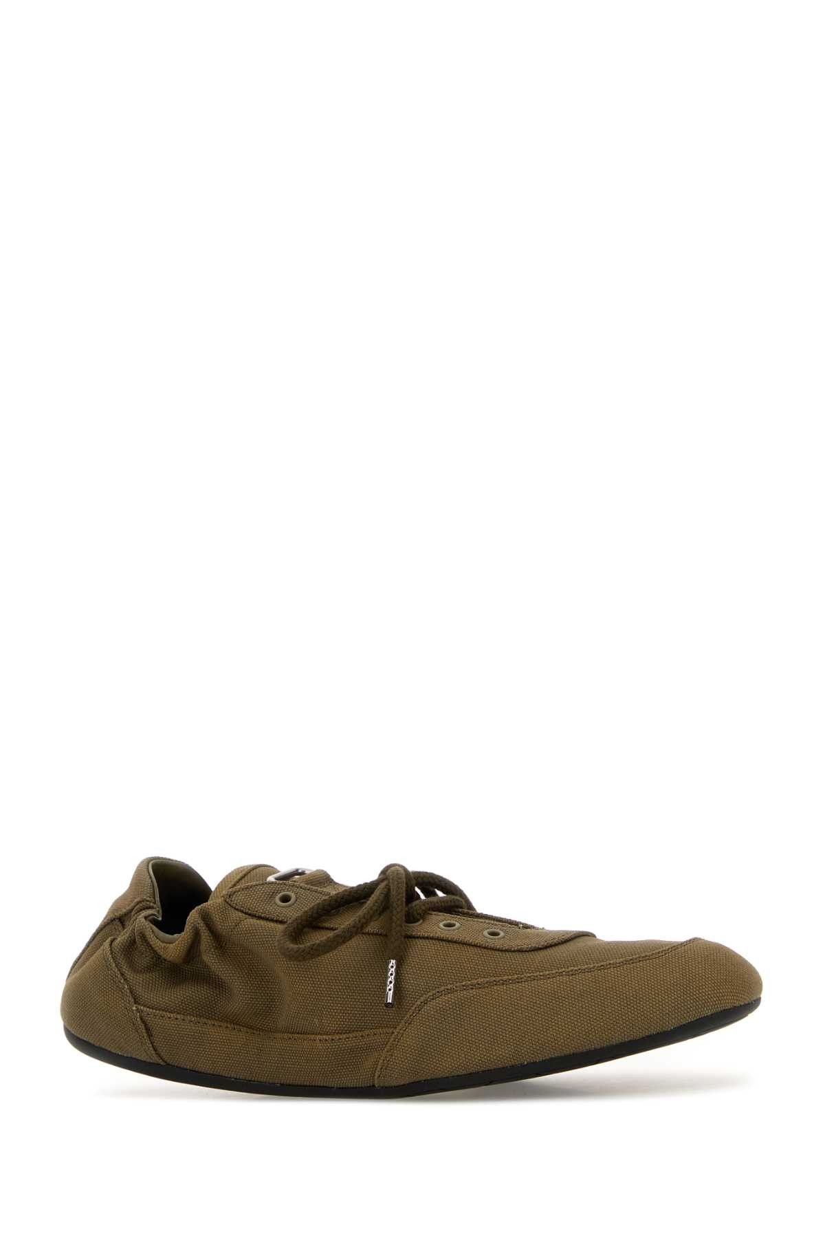 Prada Army Green Canvas Collapse Sneakers Size US 5 / IT 35 - 2 Thumbnail