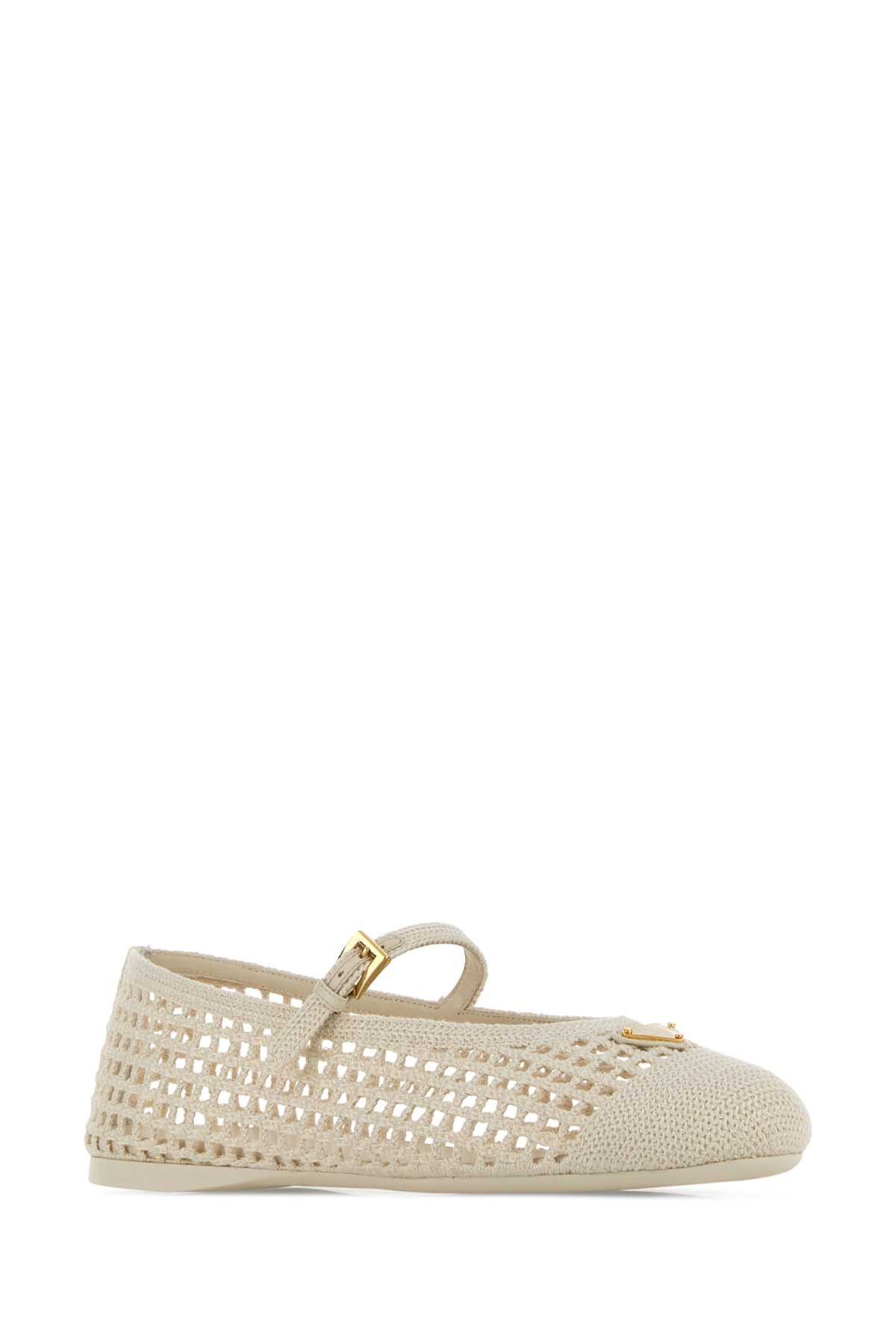 Prada Ivory Crochet Ballerinas Size US 11 / IT 41 - 2 Thumbnail