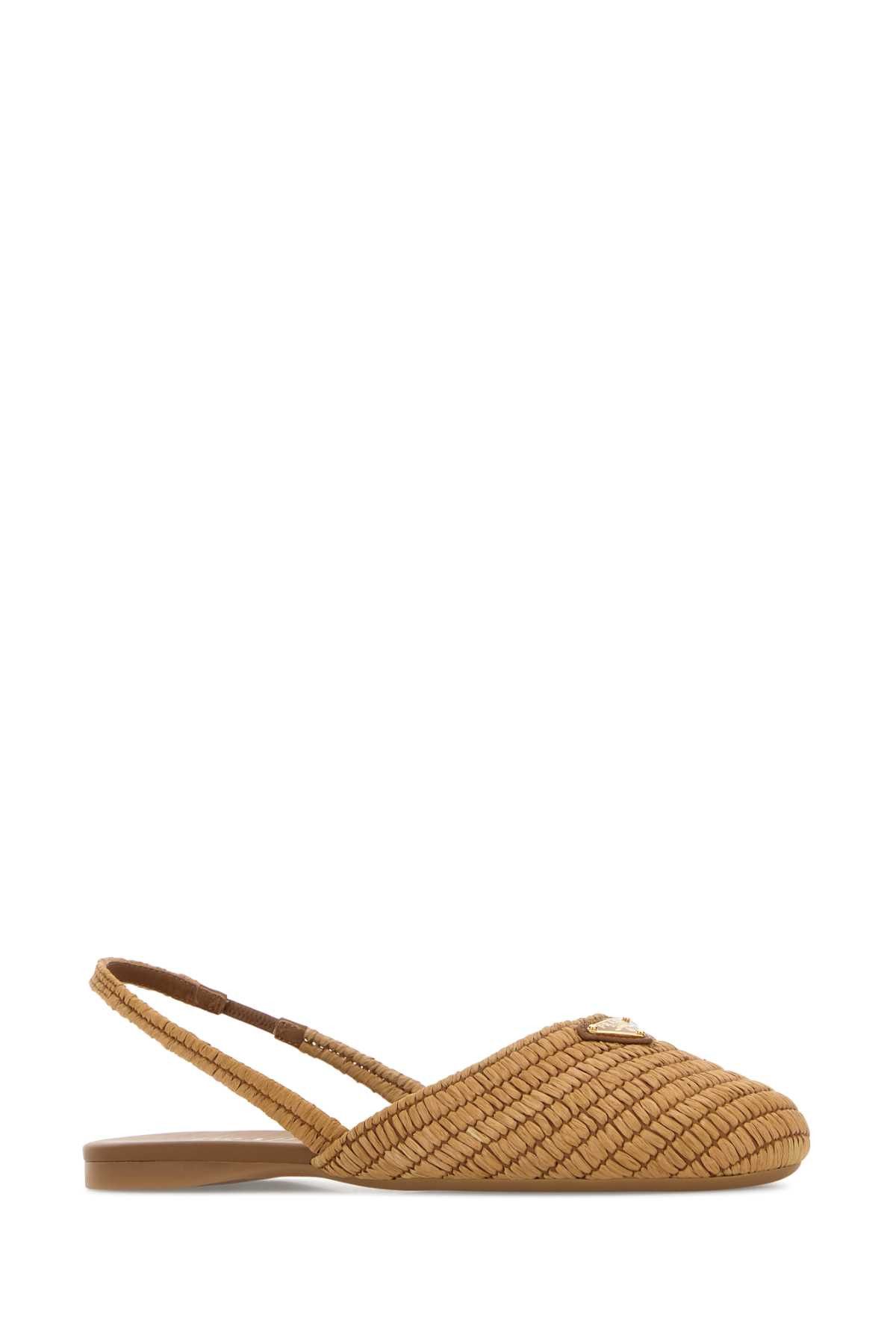 Prada Camel Raffia Ballerinas Size US 6 / IT 36 - 2 Thumbnail