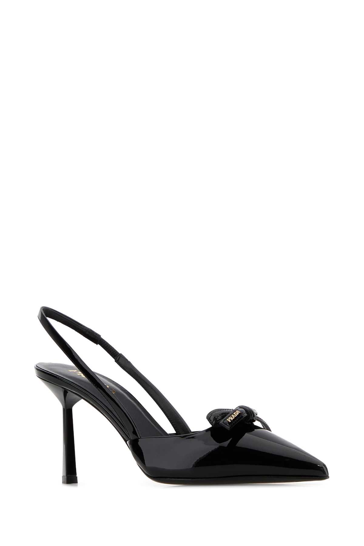 Prada Black Leather Pumps Size US 7 / IT 37 - 2 Thumbnail