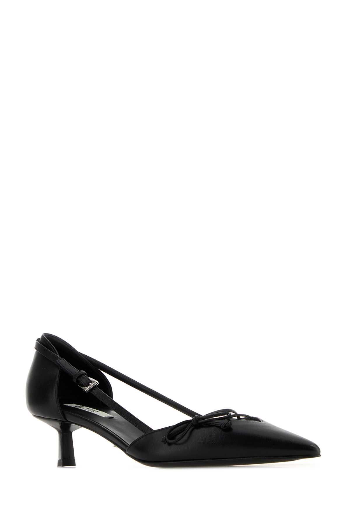 Prada Black Leather Pumps Size US 10 / IT 40 - 2 Thumbnail