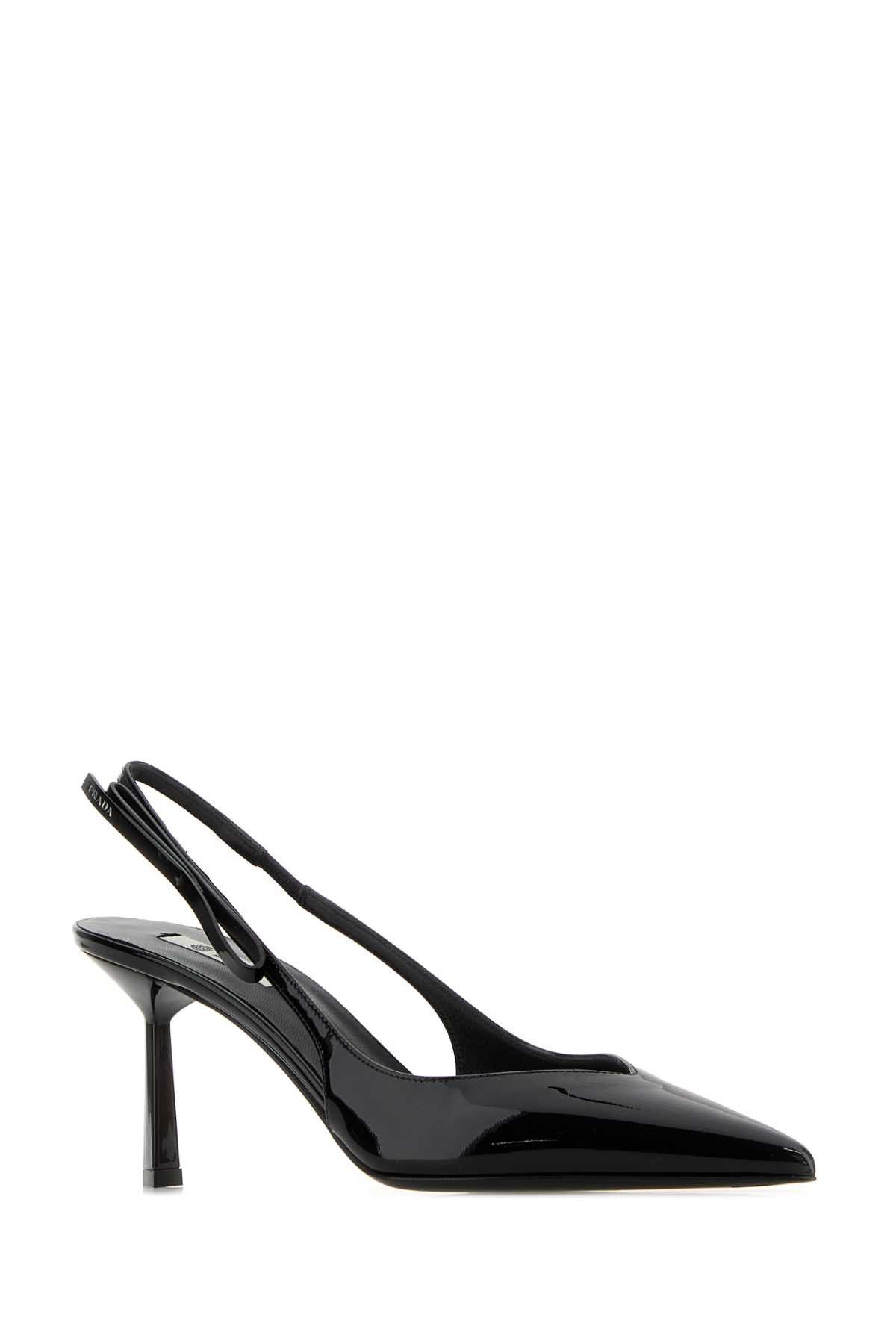 Prada Black Leather Pumps Size US 7 / IT 37 - 2 Thumbnail