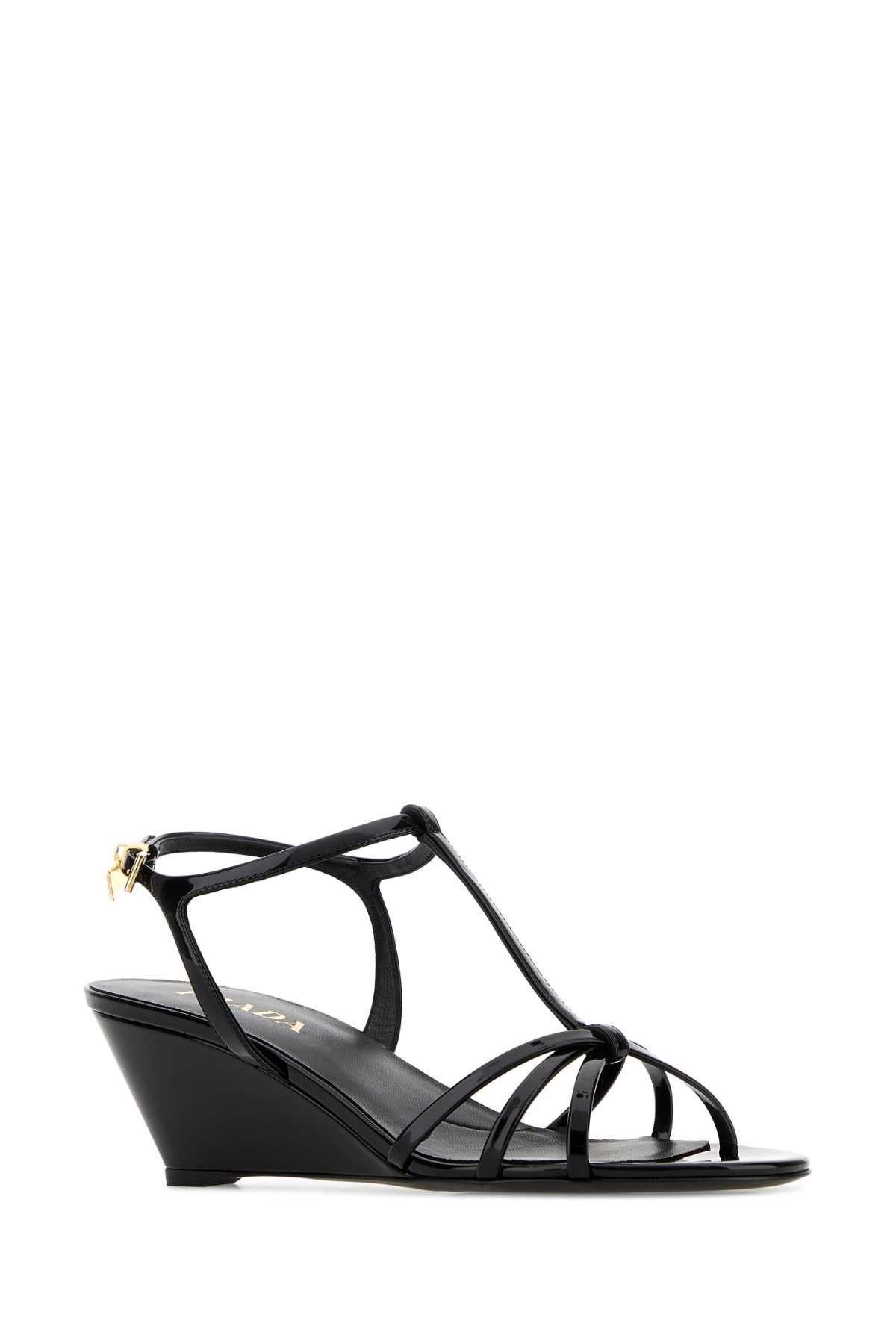 Prada Black Leather Sandals Size US 10 / IT 40 - 2 Thumbnail