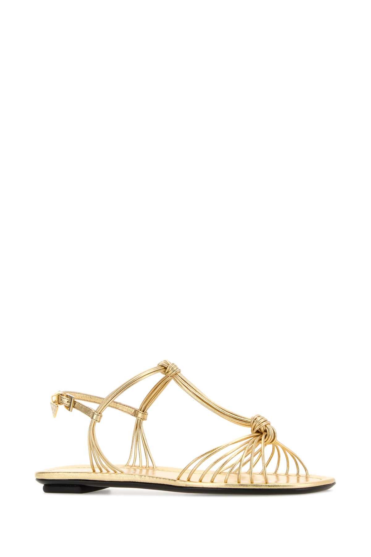 Prada Gold Leather Sandals Size US 10 / IT 40 - 2 Thumbnail