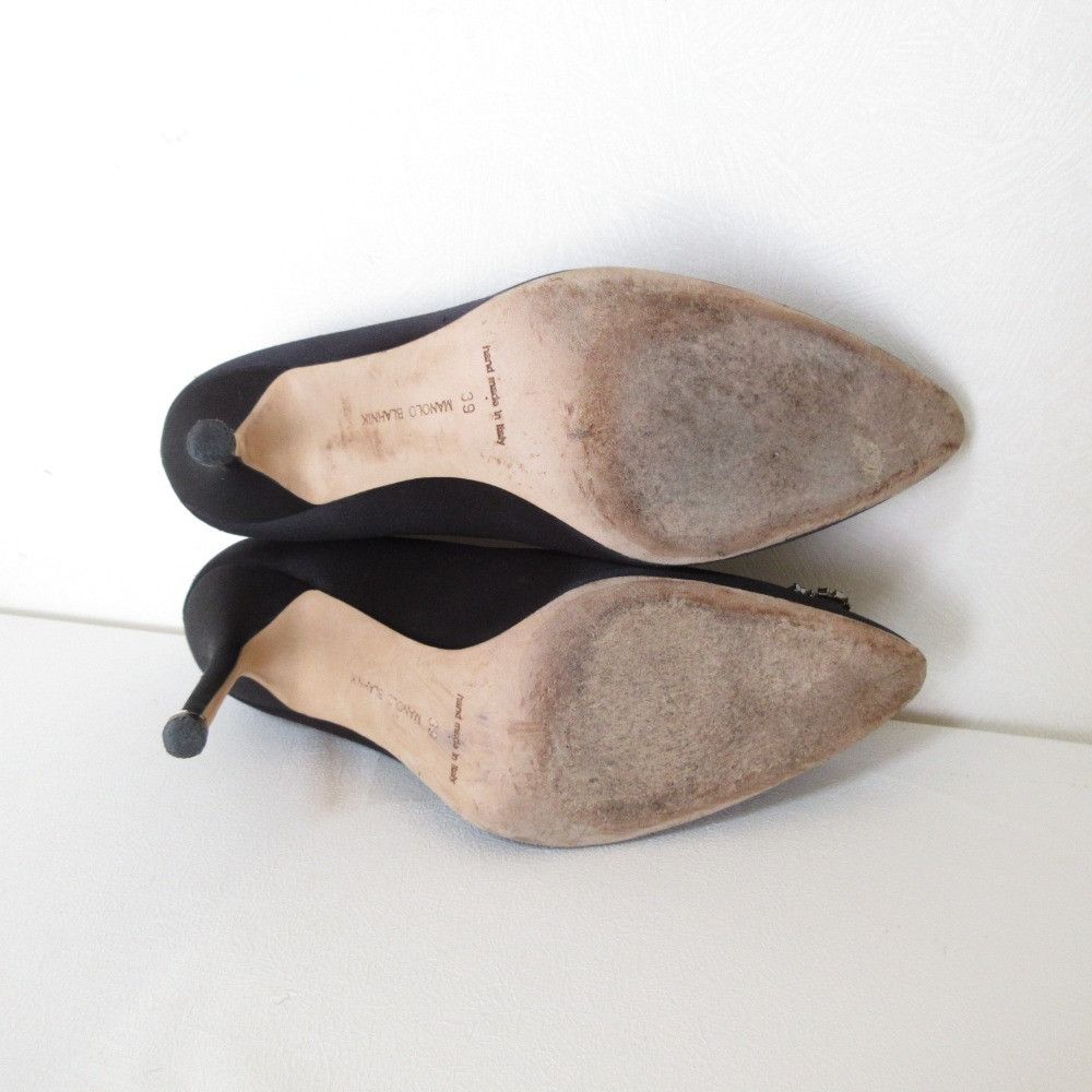 Manolo Blahnik Manolo Blahnik Manolo Blahnik Hangisi Satin Pumps Textile Shoes DUTY FREE for USA Size ONE SIZE - 5 Thumbnail