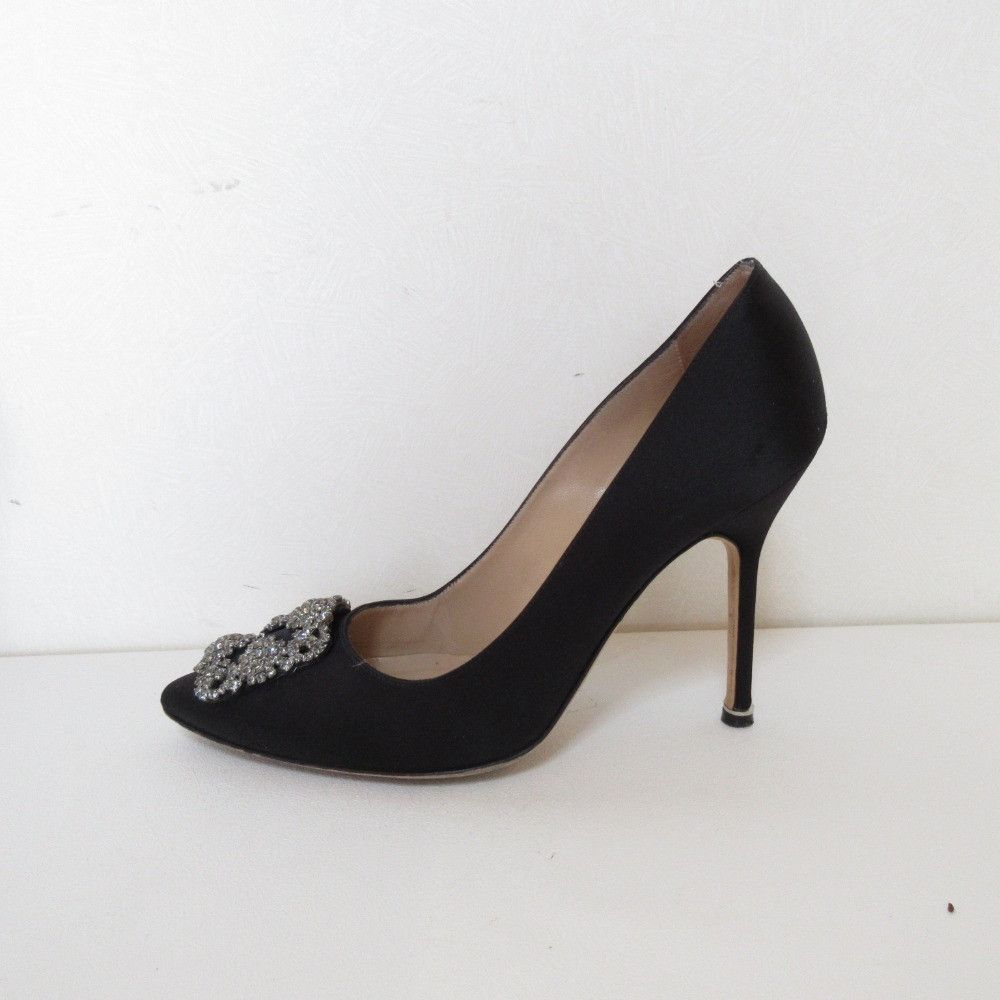 Manolo Blahnik Manolo Blahnik Manolo Blahnik Hangisi Satin Pumps Textile Shoes DUTY FREE for USA Size ONE SIZE - 2 Thumbnail