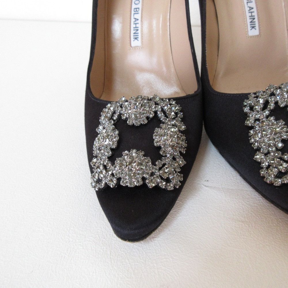 Manolo Blahnik Manolo Blahnik Manolo Blahnik Hangisi Satin Pumps Textile Shoes DUTY FREE for USA Size ONE SIZE - 8 Thumbnail