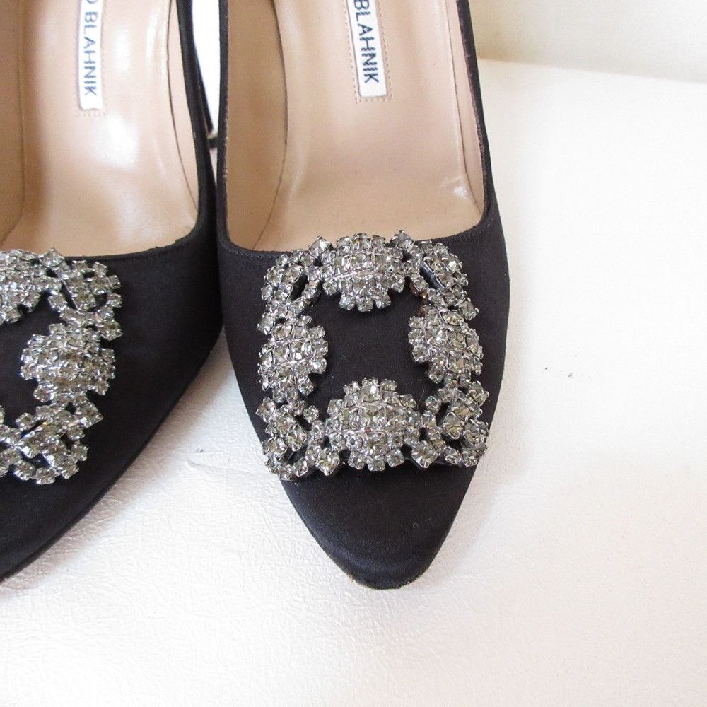 Manolo Blahnik Manolo Blahnik Manolo Blahnik Hangisi Satin Pumps Textile Shoes DUTY FREE for USA Size ONE SIZE - 7 Thumbnail
