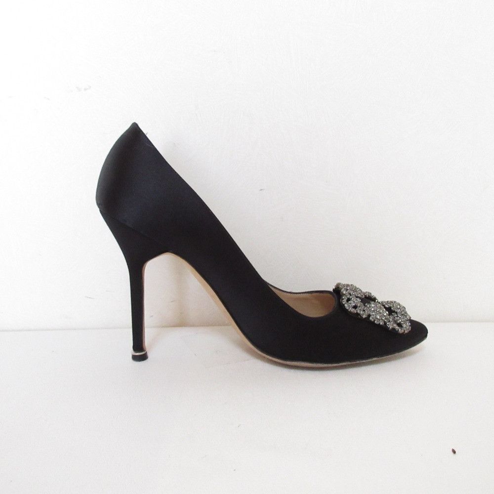 Manolo Blahnik Manolo Blahnik Manolo Blahnik Hangisi Satin Pumps Textile Shoes DUTY FREE for USA Size ONE SIZE - 3 Thumbnail