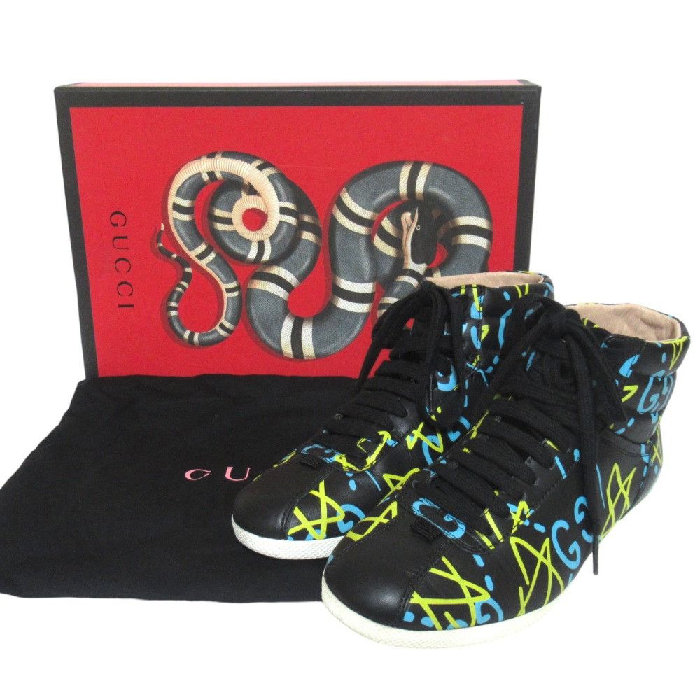 Gucci Gucci Gucci Ghost Print Leather High Top Sneakers Leather Shoes DUTY FREE for USA Size ONE SIZE - 7 Thumbnail