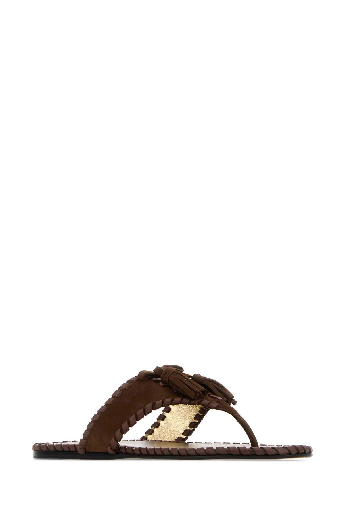 Prada Brown Suede Thong Slippers Size US 6 / IT 36 - 2 Thumbnail