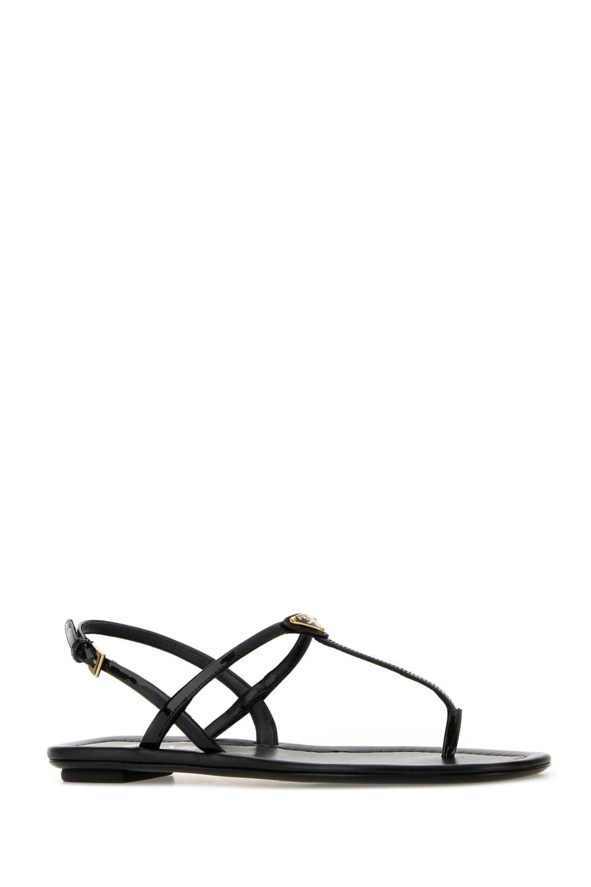 Prada Black Leather Thong Sandals Size US 9 / IT 39 - 2 Thumbnail
