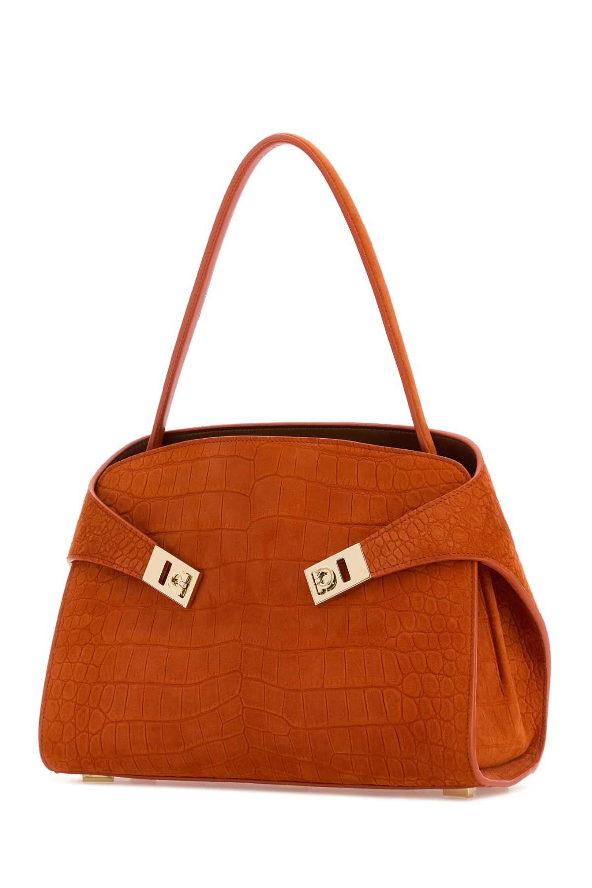 Salvatore Ferragamo Orange Suede Medium Hug Soft Shoulder Bag Size ONE SIZE - 2 Thumbnail