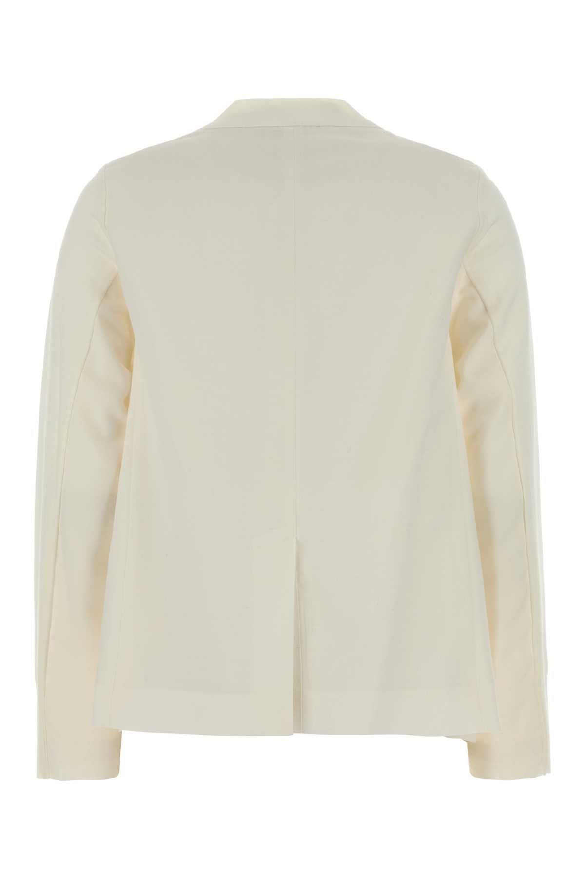 Sacai White Cotton Blend And Wool Cardigan Size M / US 6-8 / IT 42-44 - 2 Thumbnail