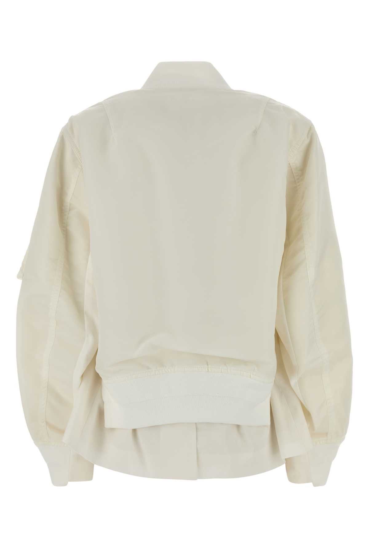 Sacai Ivory Nylon Bomber Jacket Size M / US 6-8 / IT 42-44 - 2 Thumbnail