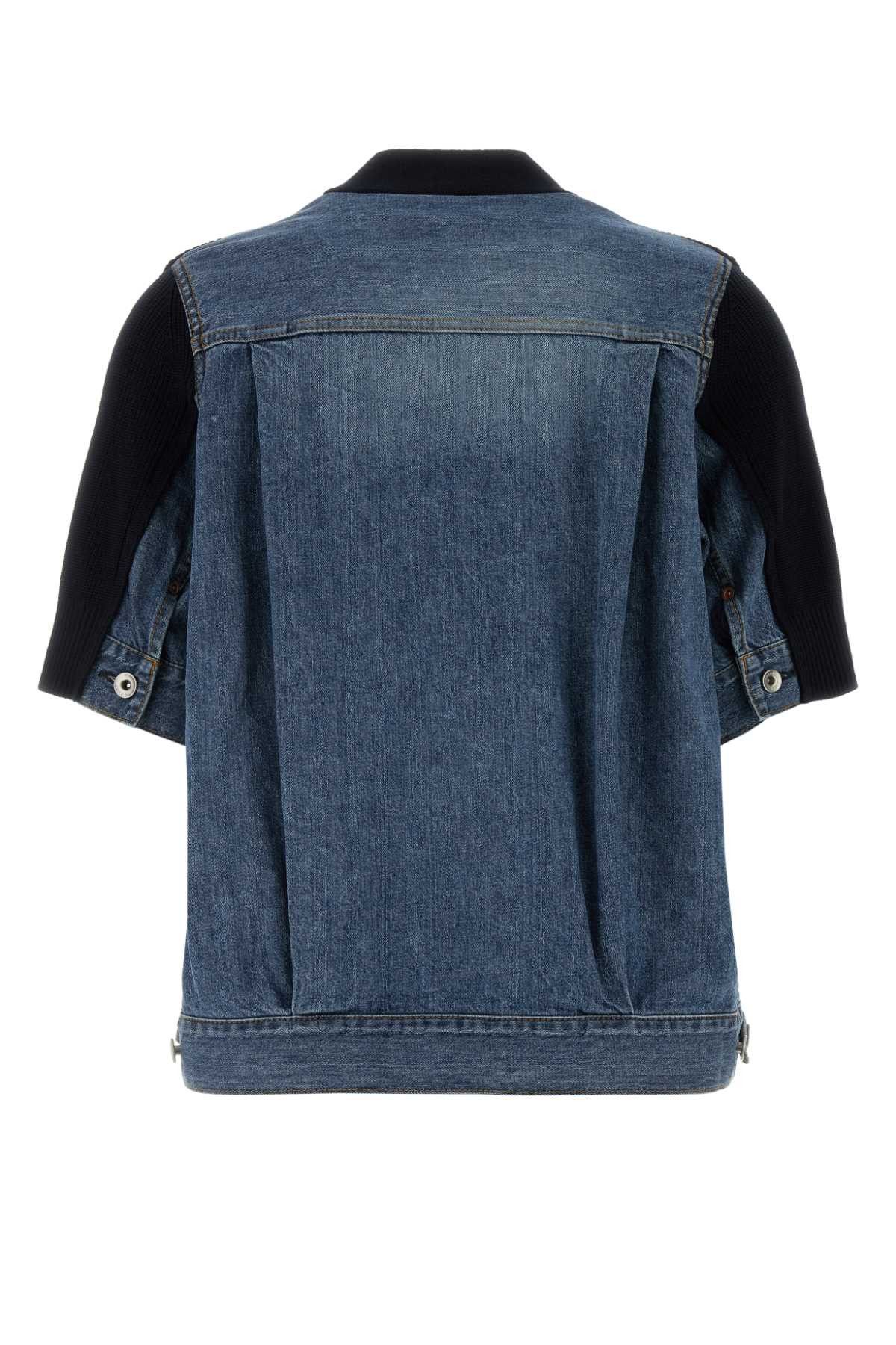 Sacai Two-Tone Denim And Knit Cardigan Size M / US 6-8 / IT 42-44 - 2 Thumbnail