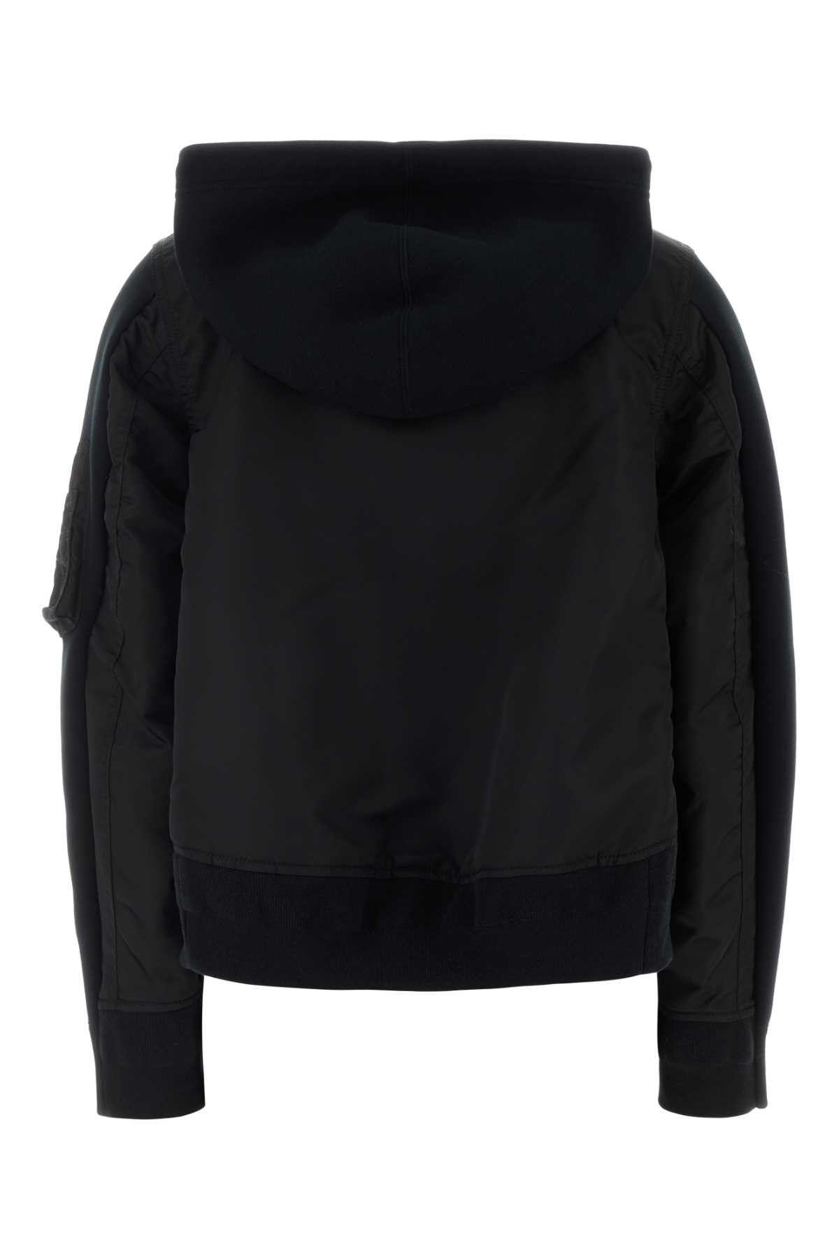 Sacai Black Cotton Blend And Nylon Sweatshirt Size M / US 6-8 / IT 42-44 - 2 Thumbnail