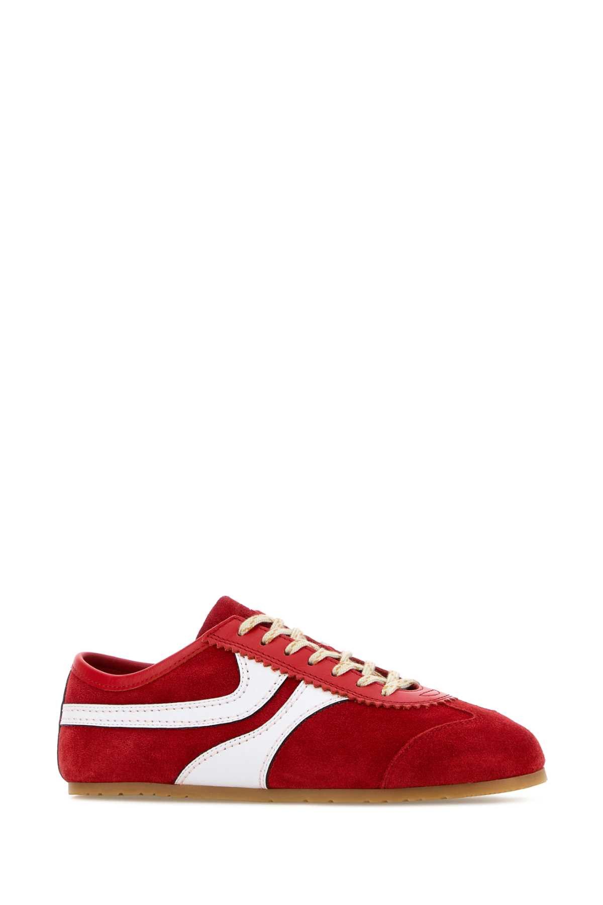 Dries Van Noten Red Suede Sneakers Size US 7 / IT 37 - 2 Thumbnail