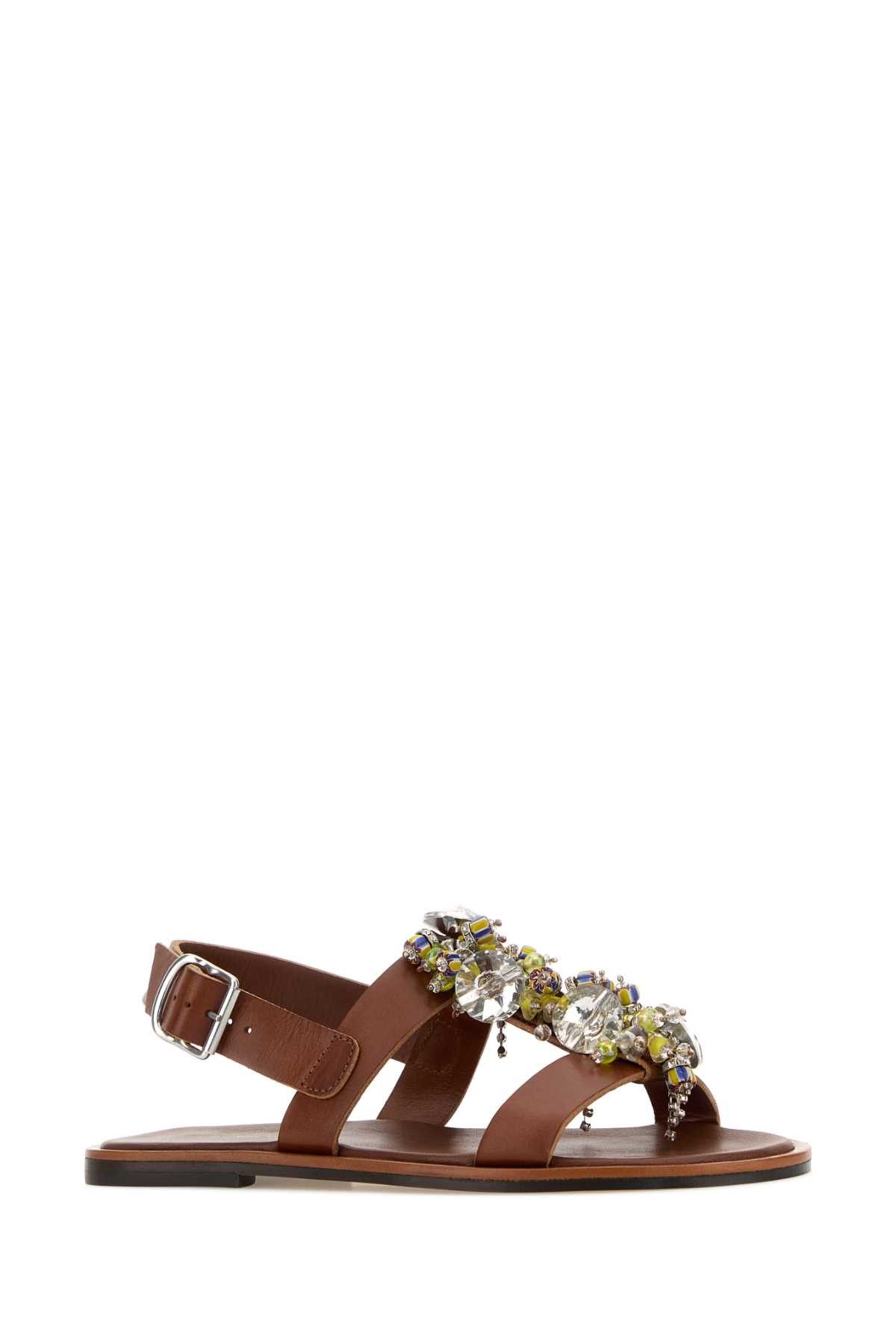 Dries Van Noten Caramel Leather Sandals Size US 11 / IT 41 - 2 Thumbnail