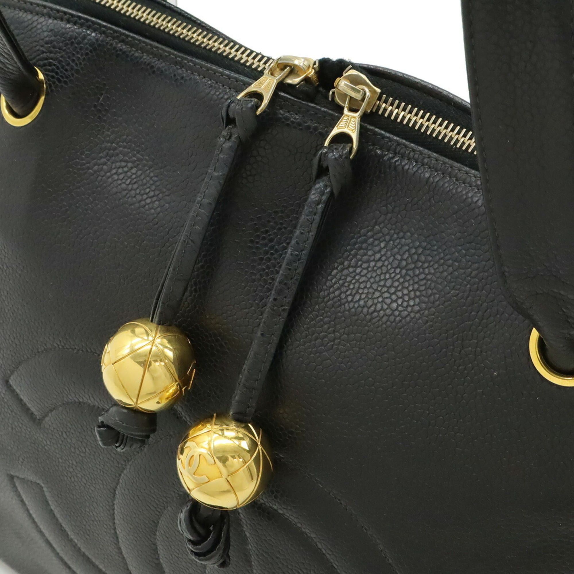 Chanel CHANEL Coco Mark Chain Tote Bag, Shoulder Caviar Leather, Black Size ONE SIZE - 9 Thumbnail