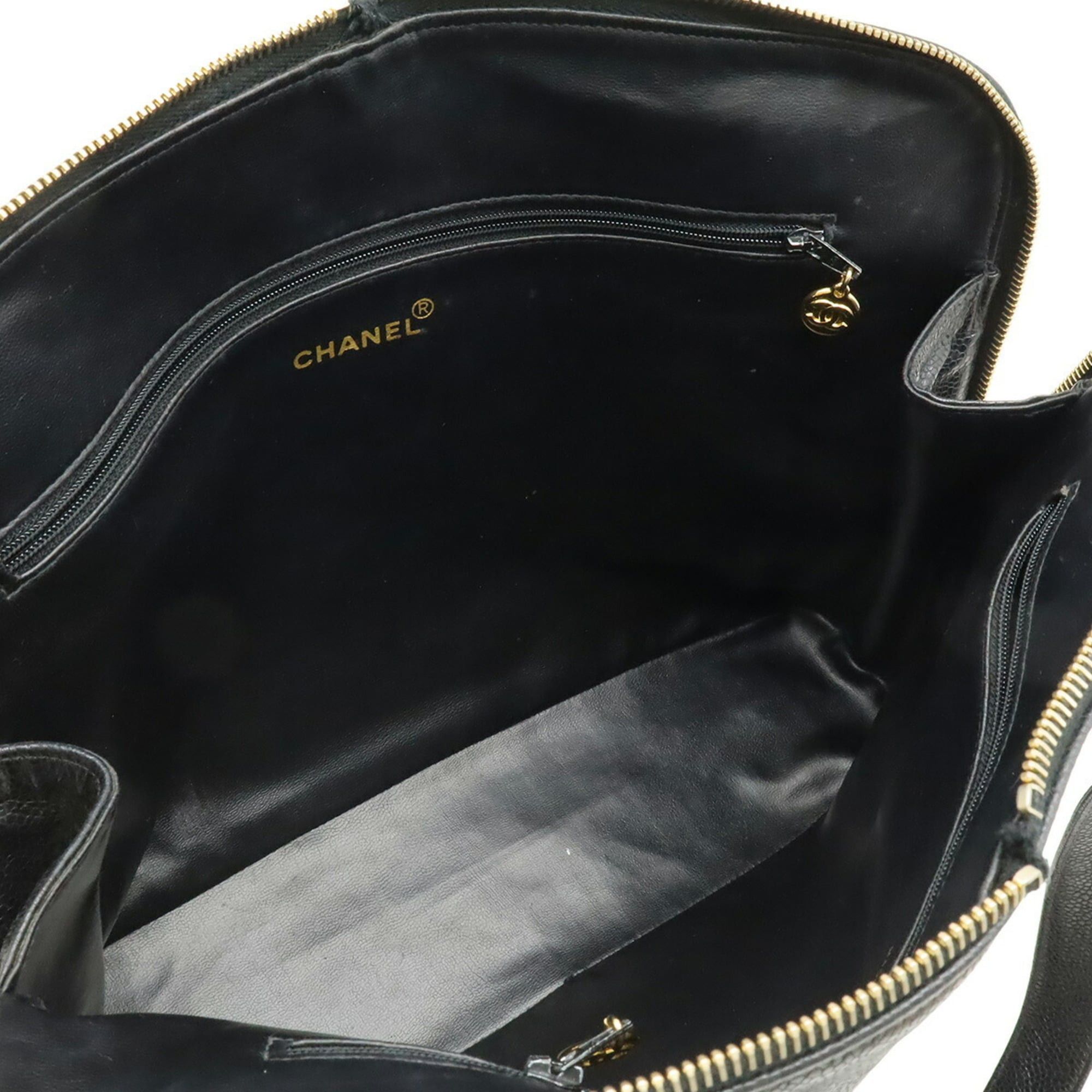 Chanel CHANEL Coco Mark Chain Tote Bag, Shoulder Caviar Leather, Black Size ONE SIZE - 7 Thumbnail