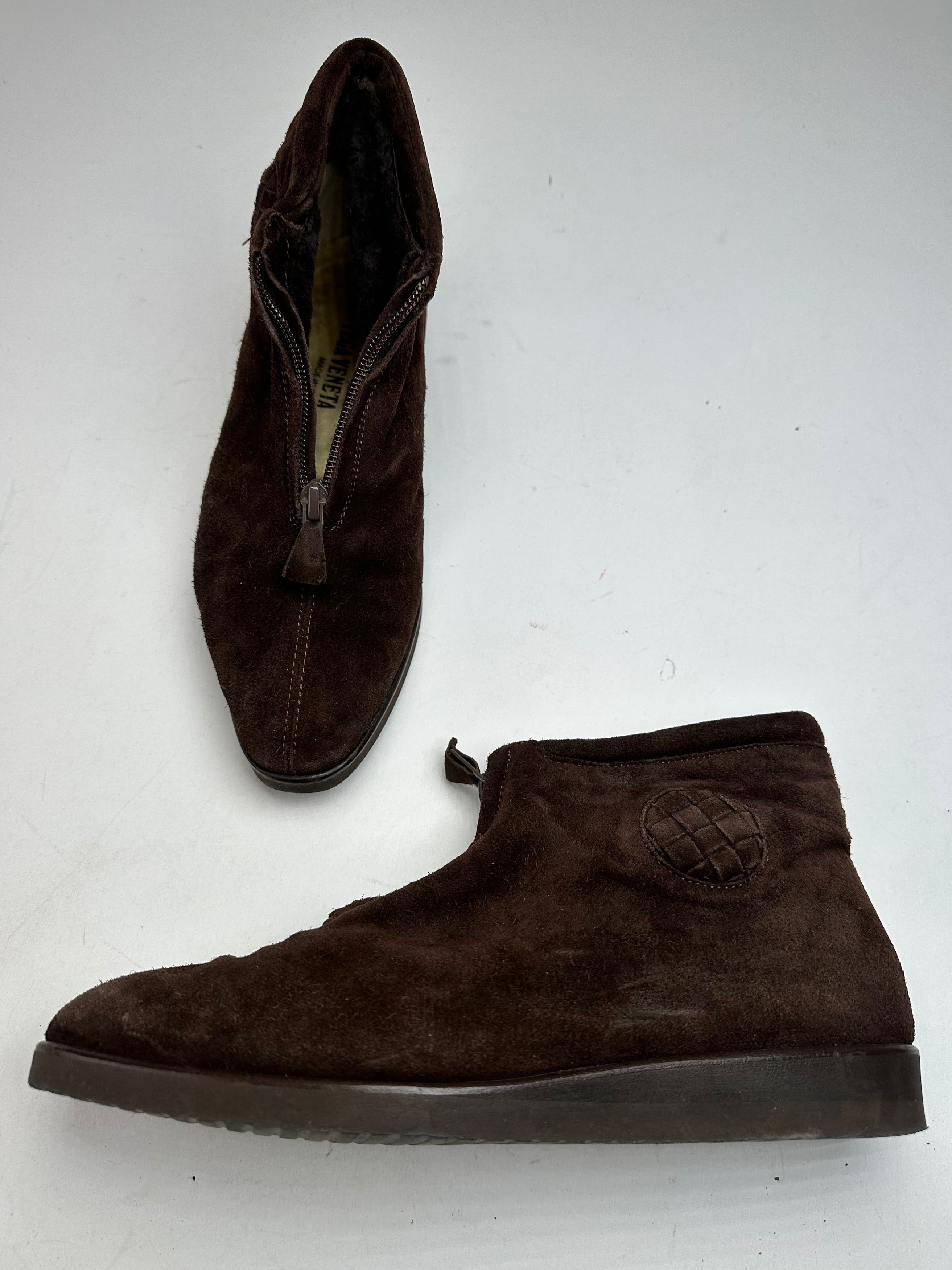 Bottega Veneta Vintage Suede Wool Hightop Sneaker Brown Size US 7 / IT 37 - 3 Thumbnail