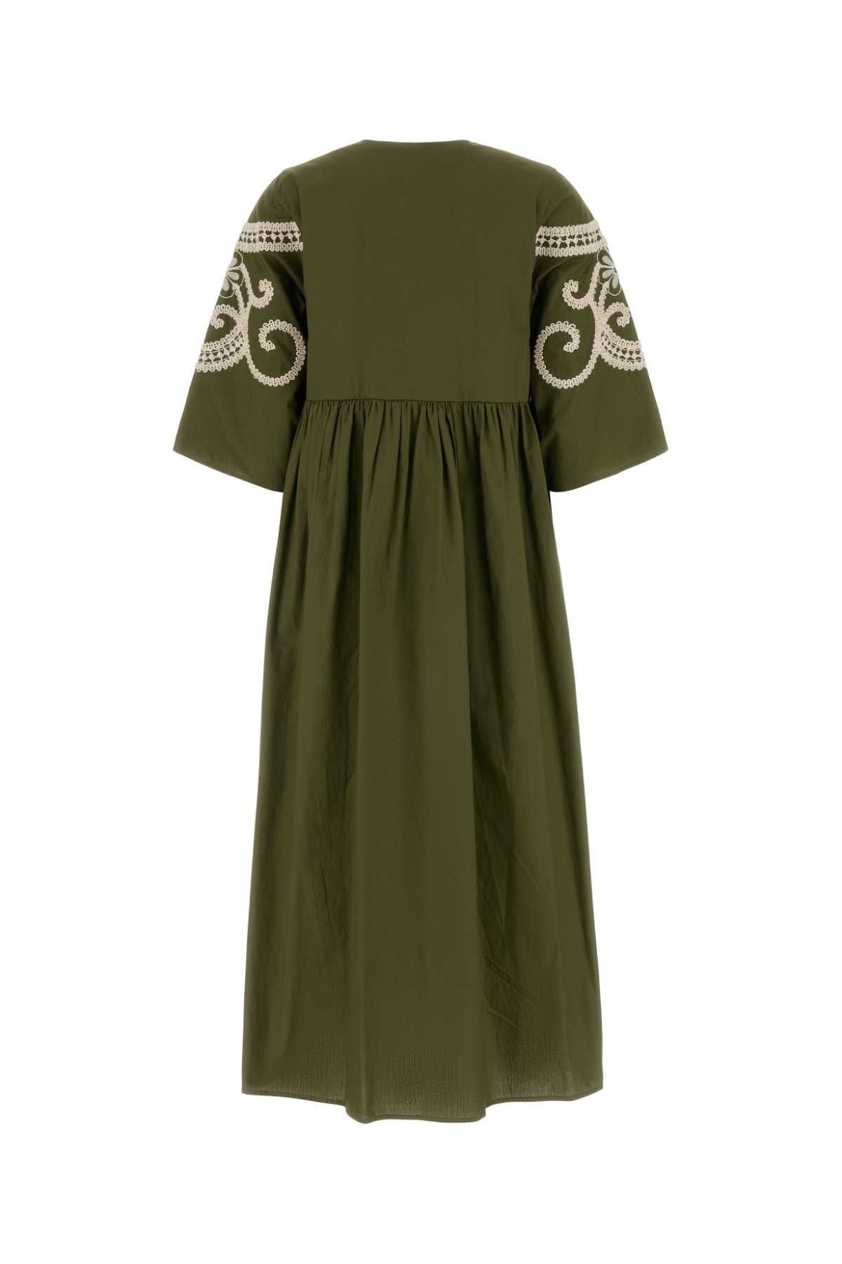 Weekend Max Mara Army Green Cotton Tilde Dress Size M / US 6-8 / IT 42-44 - 2 Thumbnail