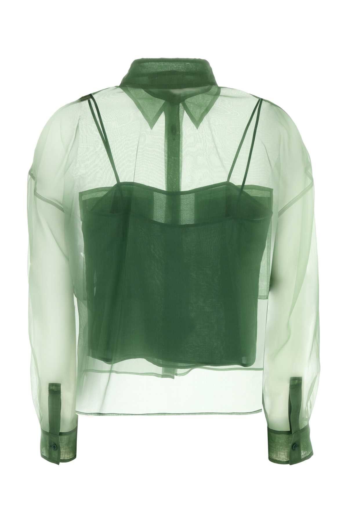 Weekend Max Mara Grass Green Organdy Colomba Shirt Size M / US 6-8 / IT 42-44 - 2 Thumbnail