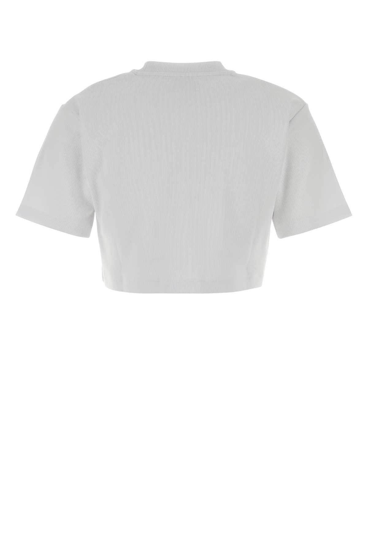 Off-White White Stretch Cotton T-Shirt Size M / US 6-8 / IT 42-44 - 2 Thumbnail