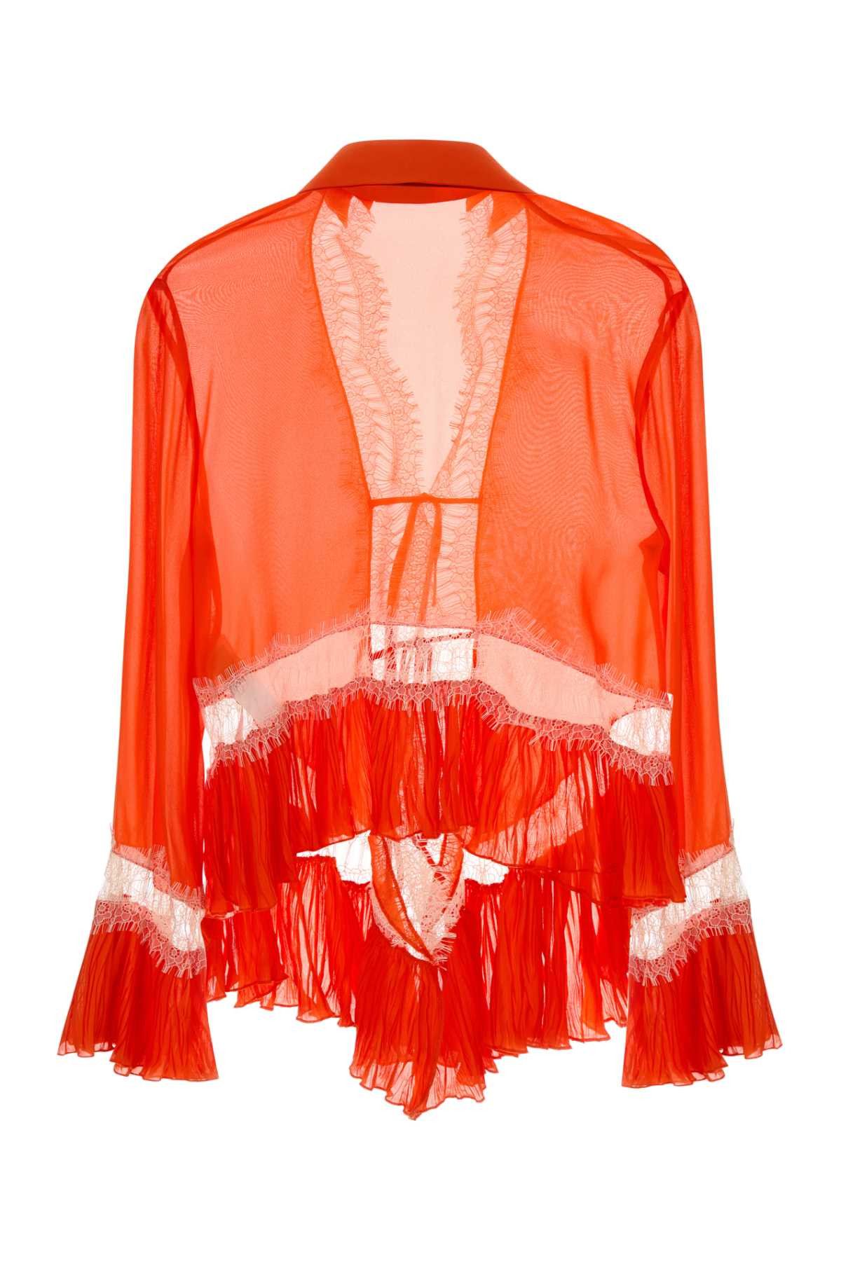 Blumarine Orange Chiffon Blouse Size S / US 4 / IT 40 - 2 Thumbnail