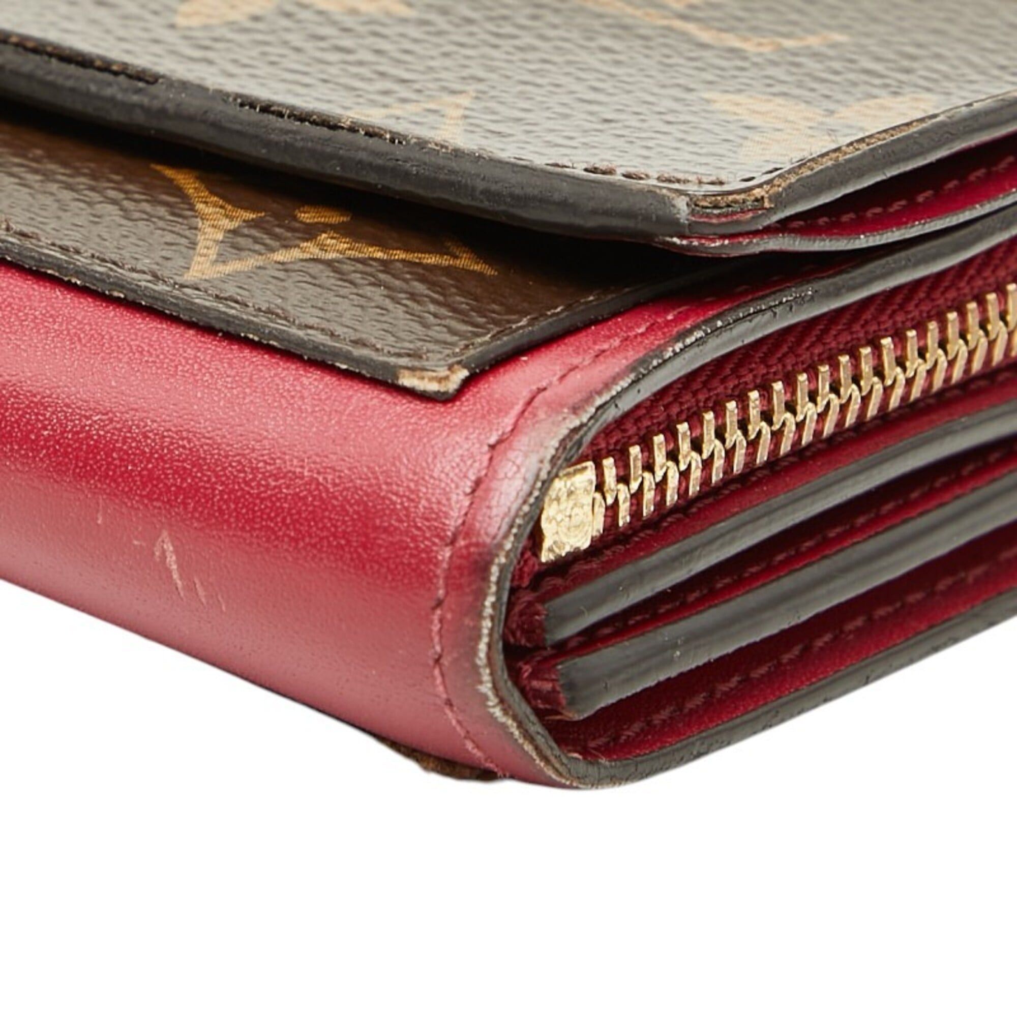 Louis Vuitton Louis Vuitton Monogram Portefeuille Flore Compact Bi-fold Wallet M64588 Brown Fuchsia Leather Women's LOUIS VUITTON Size ONE SIZE - 4 Thumbnail