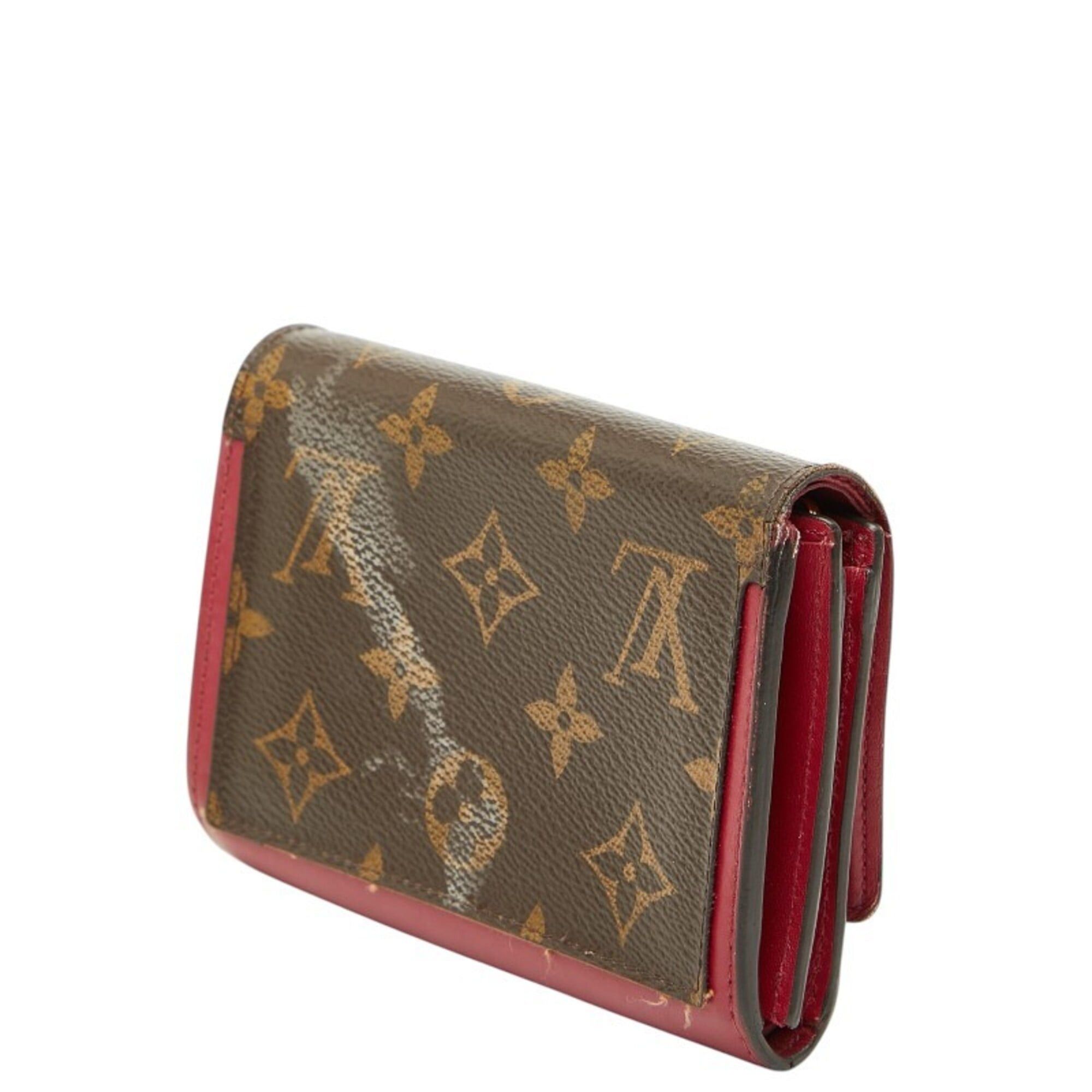 Louis Vuitton Louis Vuitton Monogram Portefeuille Flore Compact Bi-fold Wallet M64588 Brown Fuchsia Leather Women's LOUIS VUITTON Size ONE SIZE - 2 Thumbnail