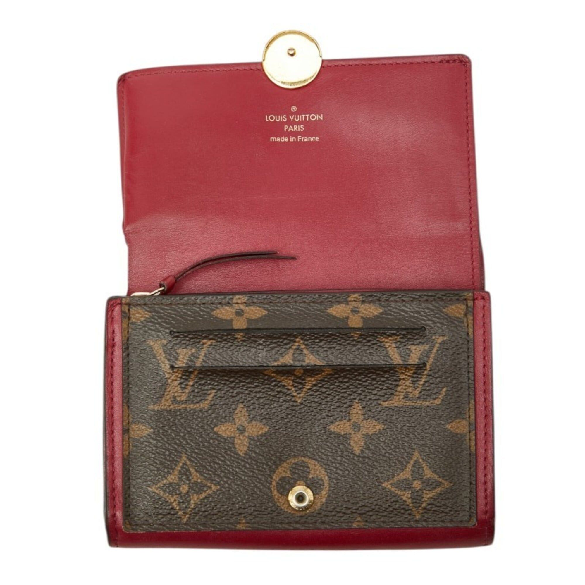 Louis Vuitton Louis Vuitton Monogram Portefeuille Flore Compact Bi-fold Wallet M64588 Brown Fuchsia Leather Women's LOUIS VUITTON Size ONE SIZE - 8 Thumbnail