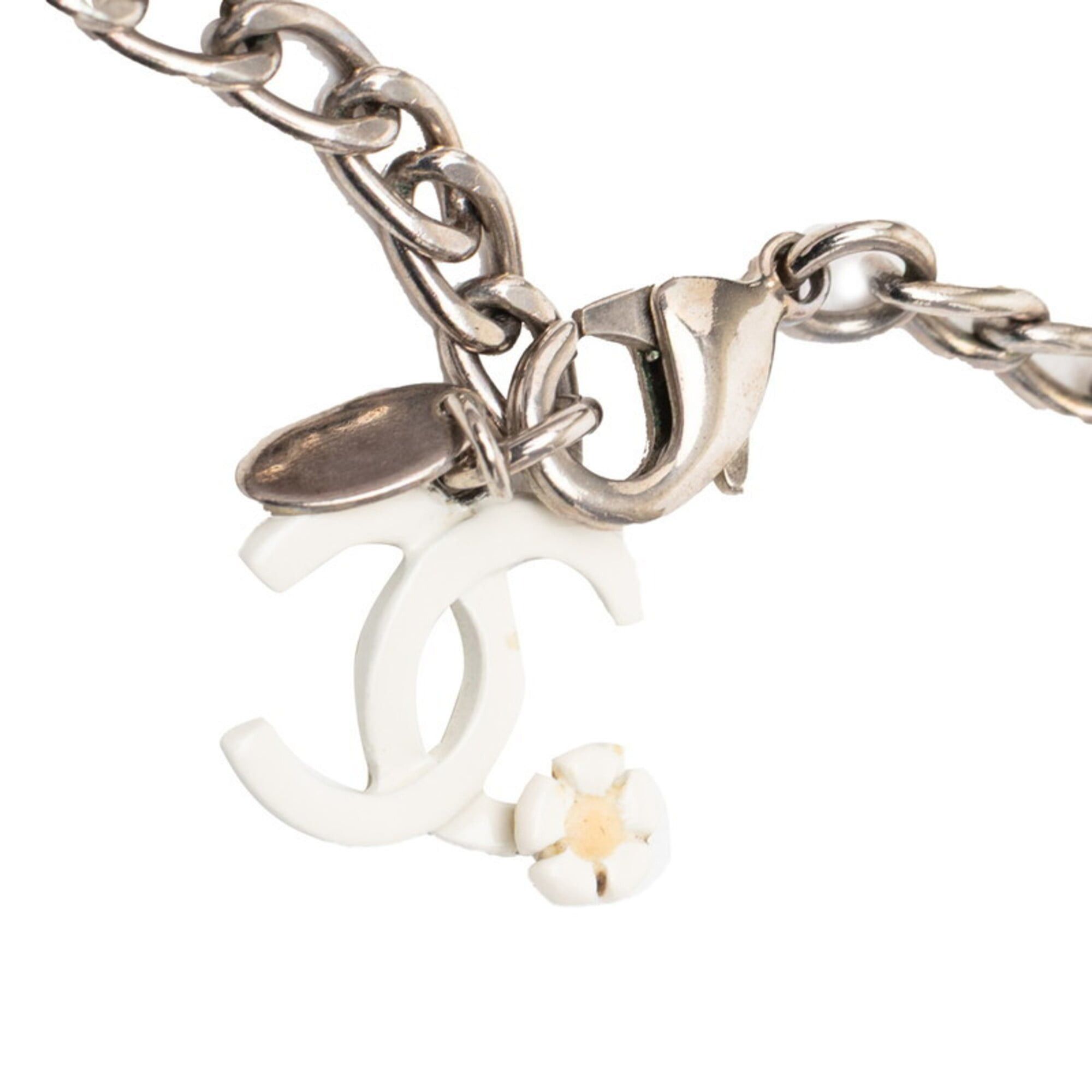 Chanel Chanel Camellia Coco Mark Chain Pendant Necklace, White Silver Metal Enamel, Women's CHANEL Size ONE SIZE - 2 Thumbnail