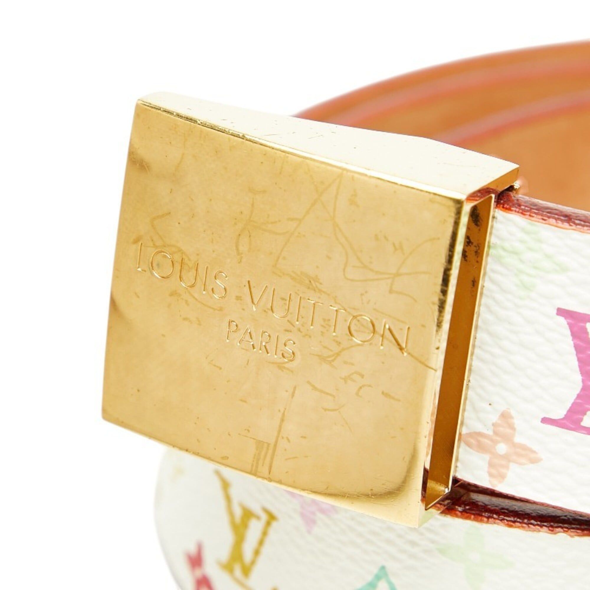 Louis Vuitton Louis Vuitton Monogram Multicolor Ceinture Carrée Belt, Size: 80 32, M9270U, White Gold Leather, Women's, LOUIS VUITTON Size ONE SIZE - 4 Thumbnail
