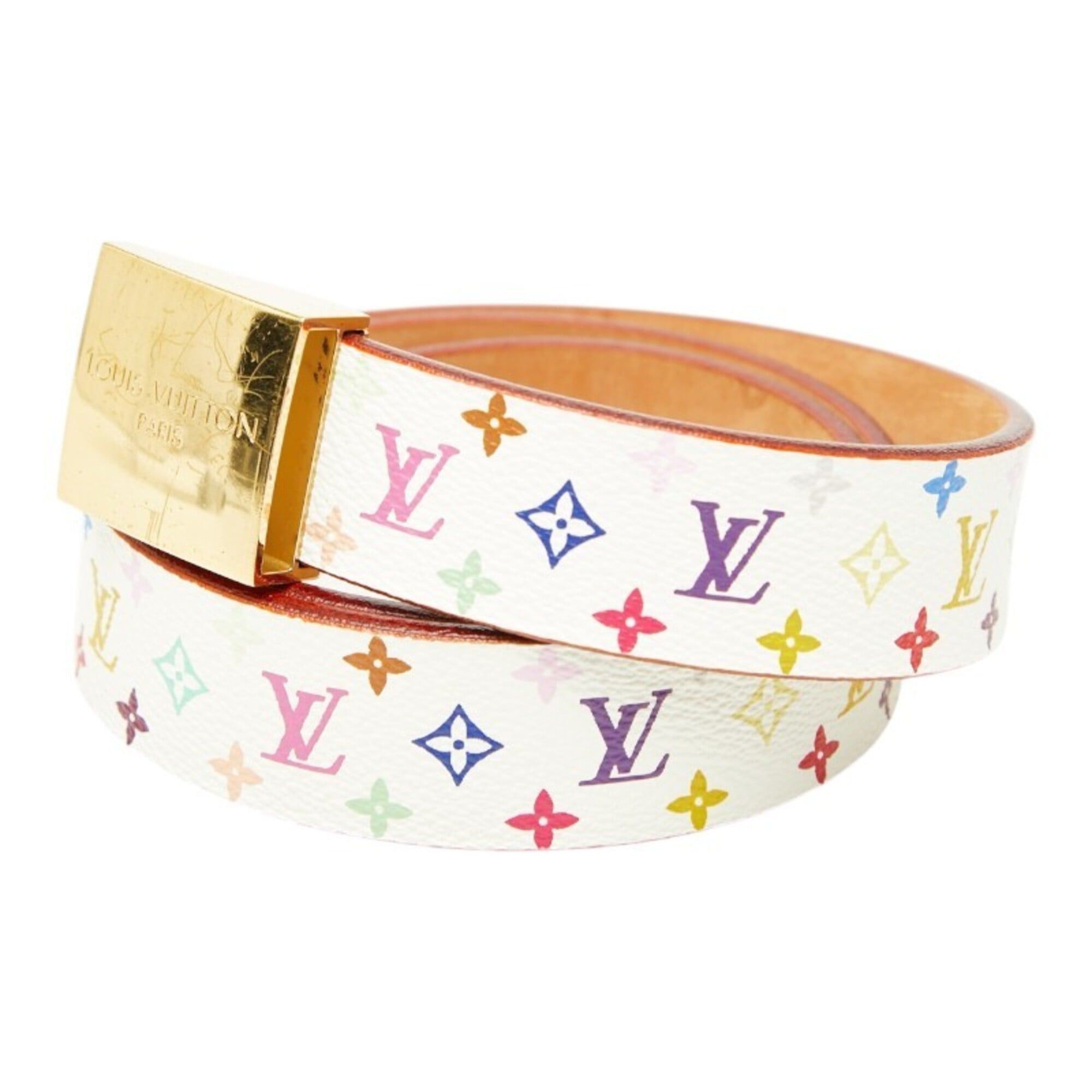 Louis Vuitton Louis Vuitton Monogram Multicolor Ceinture Carrée Belt, Size: 80 32, M9270U, White Gold Leather, Women's, LOUIS VUITTON Size ONE SIZE - 2 Thumbnail
