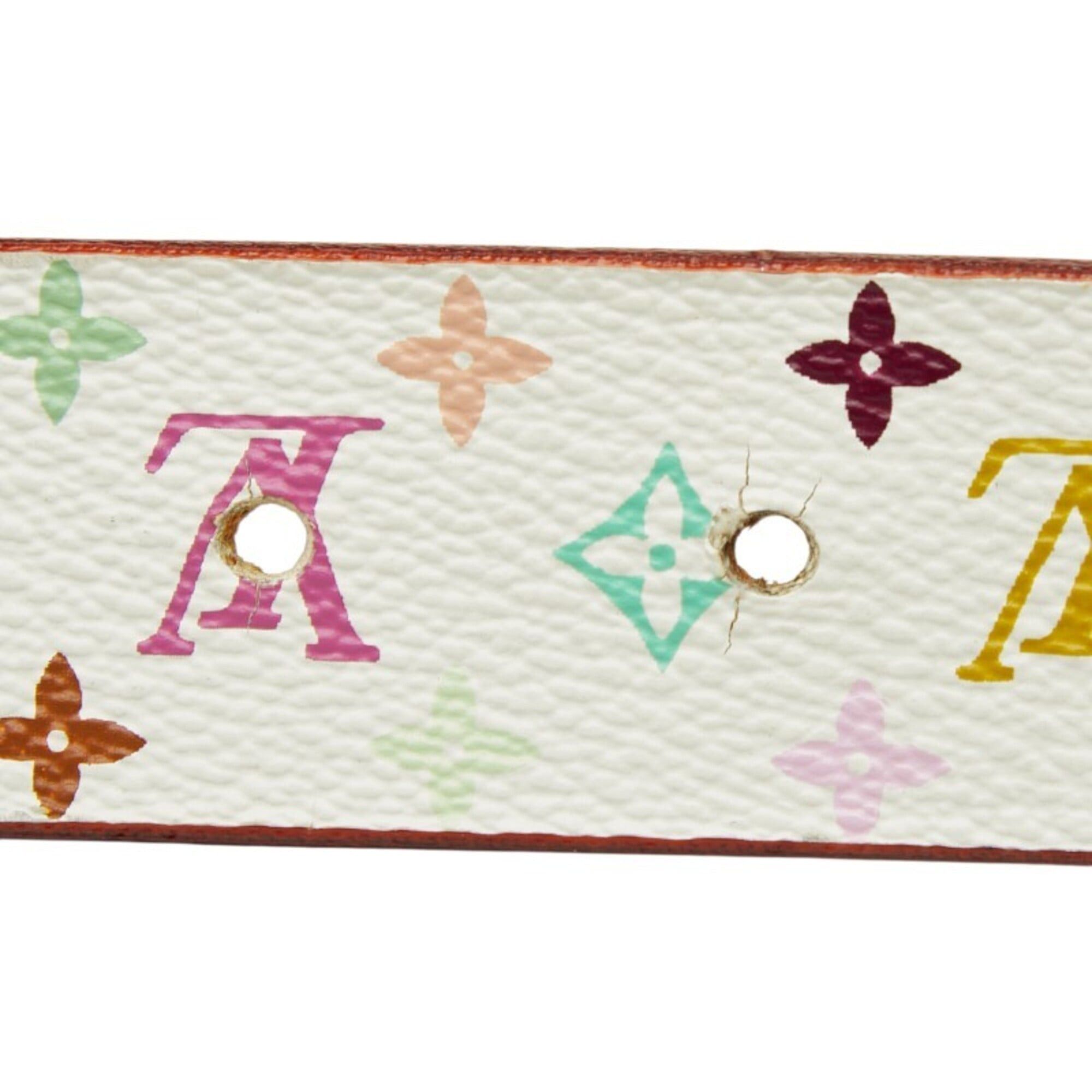 Louis Vuitton Louis Vuitton Monogram Multicolor Ceinture Carrée Belt, Size: 80 32, M9270U, White Gold Leather, Women's, LOUIS VUITTON Size ONE SIZE - 5 Thumbnail