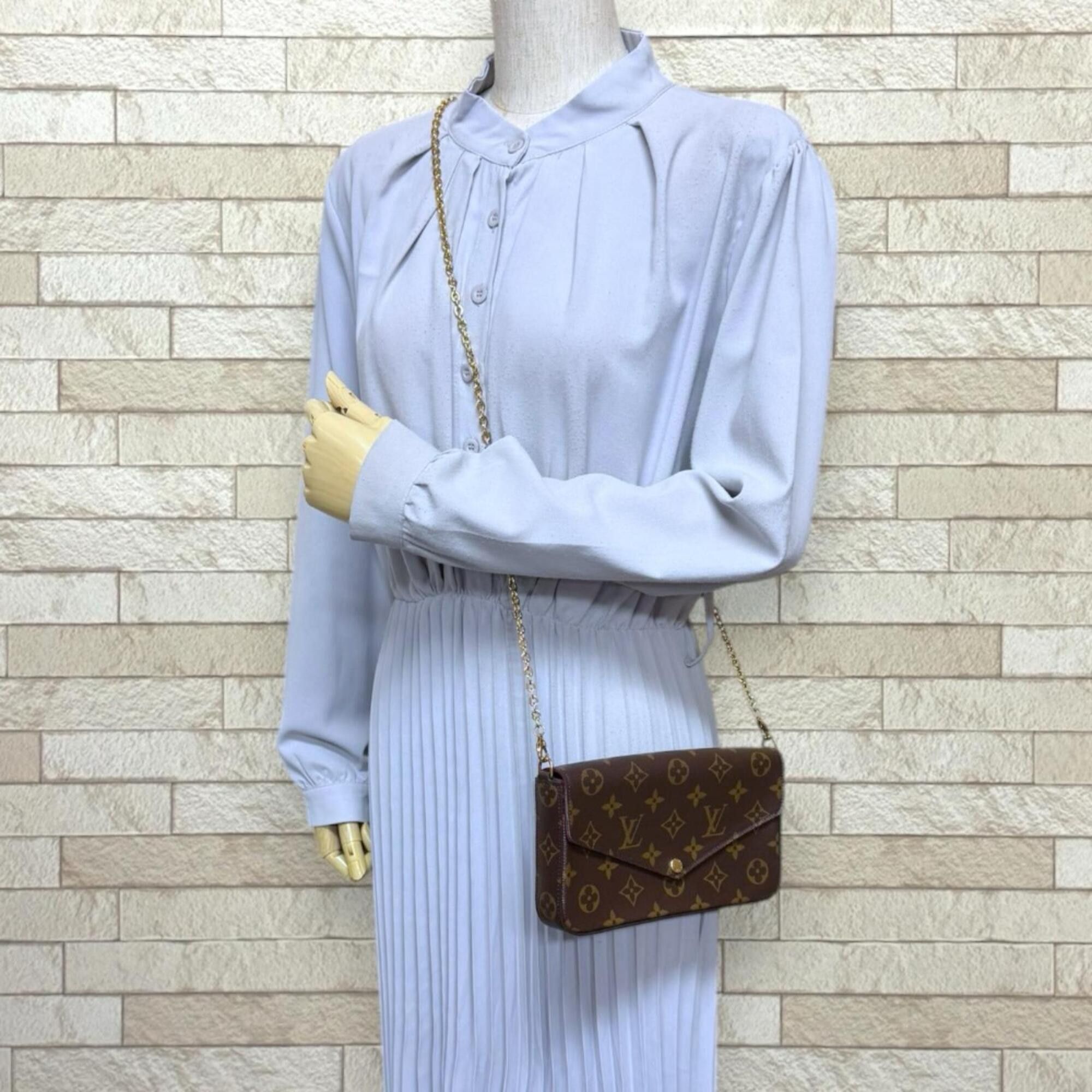 Louis Vuitton Louis Vuitton Pochette Felicie Monogram Shoulder Bag, Canvas M61276 Brown, Women's, LOUIS VUITTON, 2-way Chain Size ONE SIZE - 2 Thumbnail