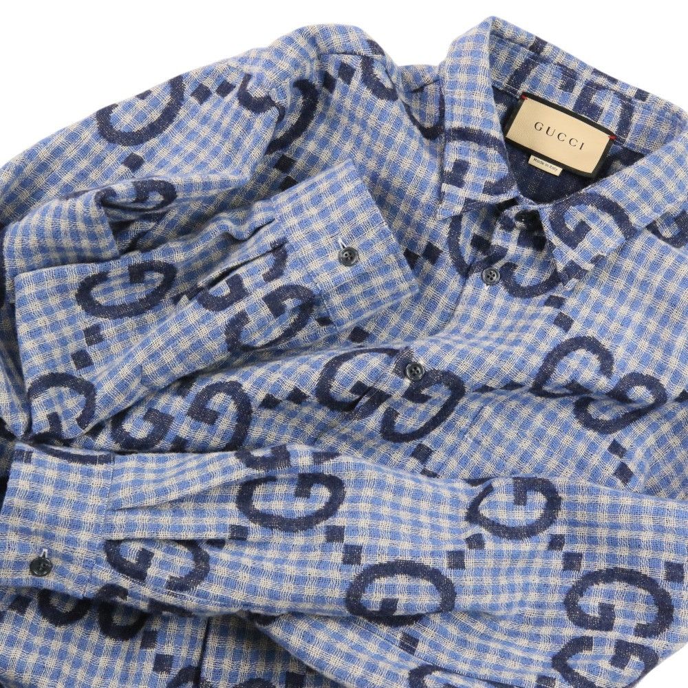 Gucci Gucci Gucci Jumbo GG Wool Check Shirt Textile Dress Shirt 770438 DUTY FREE for USA Size ONE SIZE - 6 Thumbnail