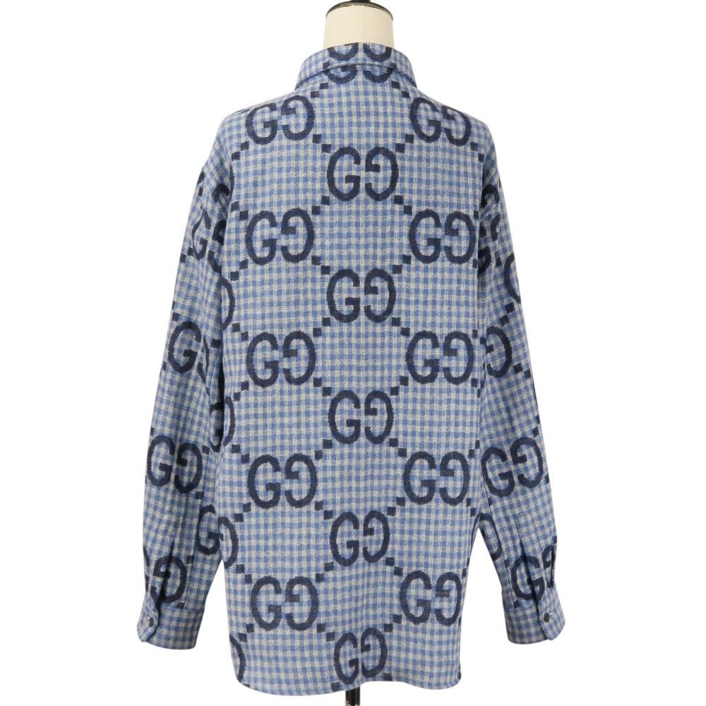 Gucci Gucci Gucci Jumbo GG Wool Check Shirt Textile Dress Shirt 770438 DUTY FREE for USA Size ONE SIZE - 4 Thumbnail
