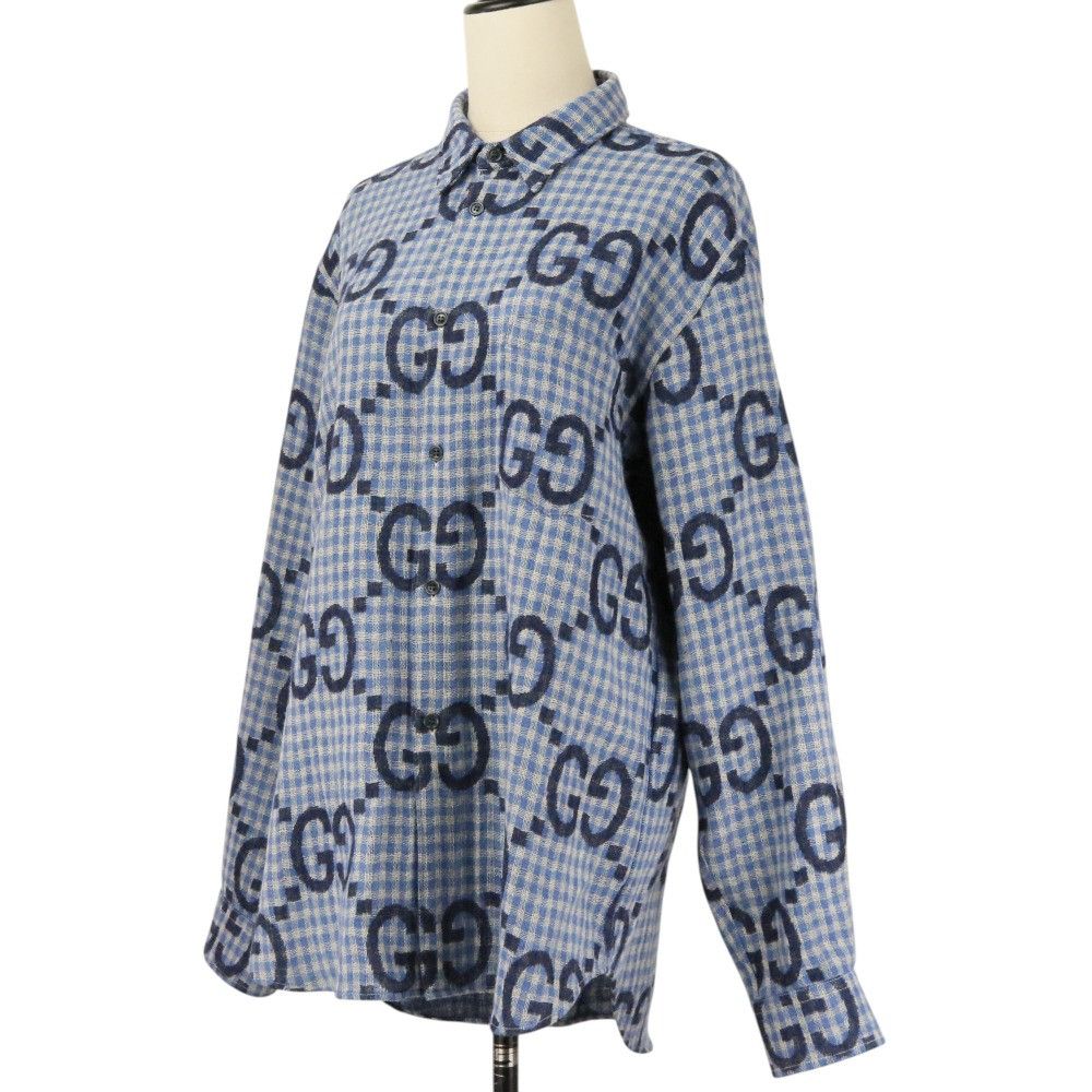 Gucci Gucci Gucci Jumbo GG Wool Check Shirt Textile Dress Shirt 770438 DUTY FREE for USA Size ONE SIZE - 2 Thumbnail