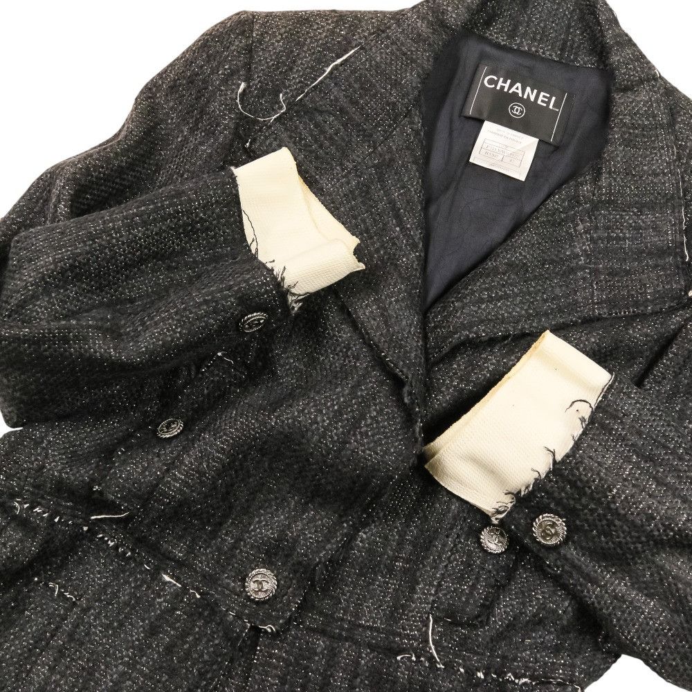 Chanel Chanel Chanel Silk Tweed Jacket Textile Outerwear P31130 DUTY FREE for USA Size ONE SIZE - 7 Thumbnail