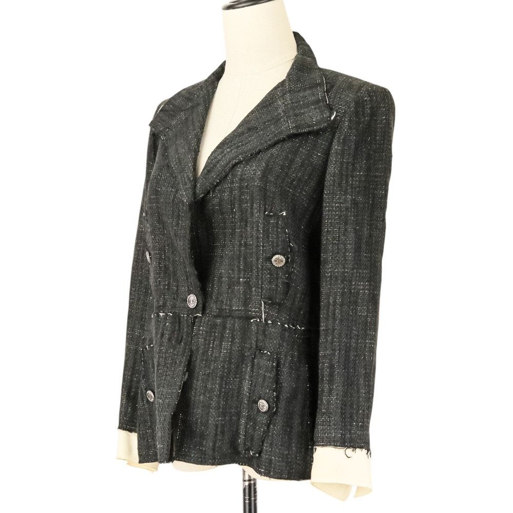 Chanel Chanel Chanel Silk Tweed Jacket Textile Outerwear P31130 DUTY FREE for USA Size ONE SIZE - 2 Thumbnail