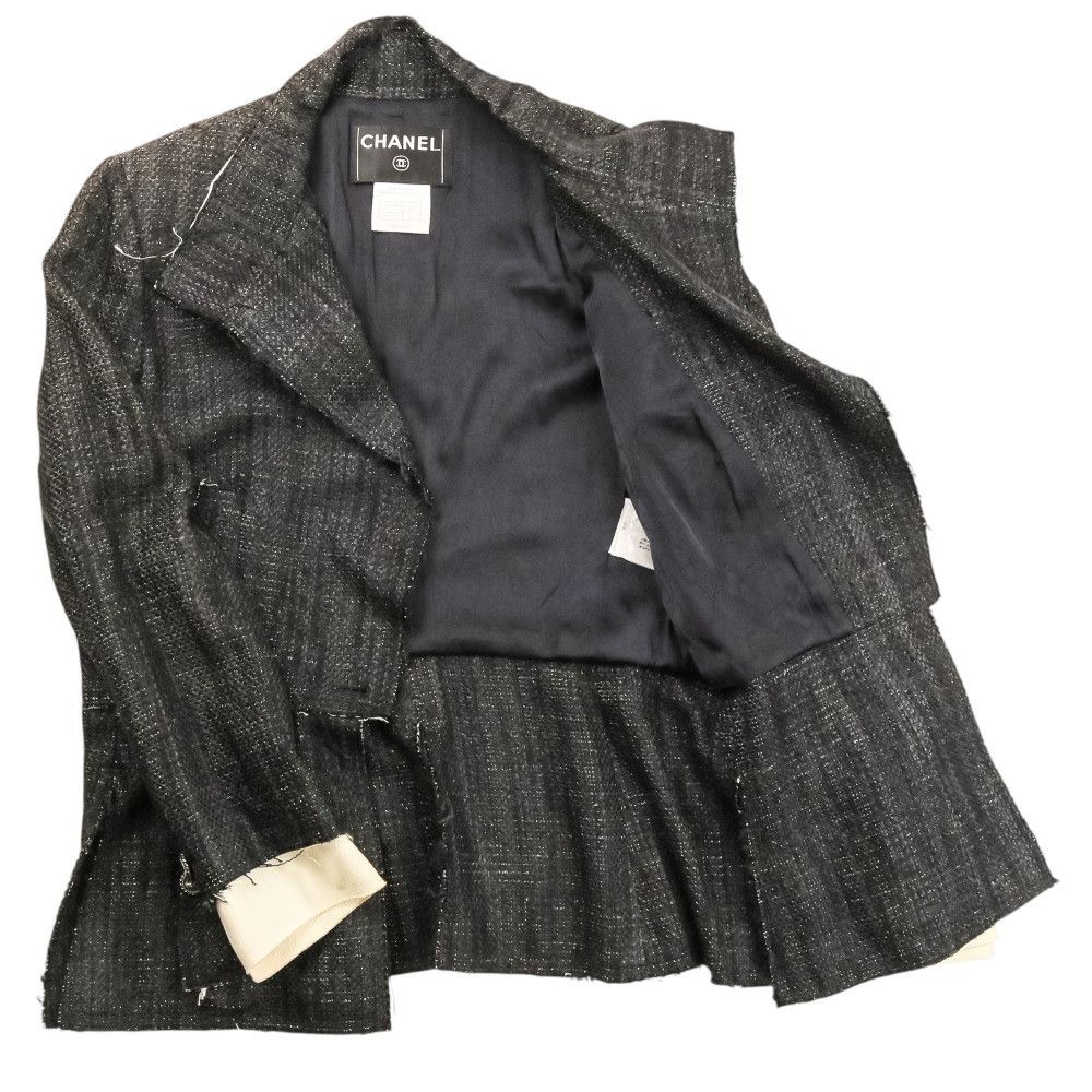 Chanel Chanel Chanel Silk Tweed Jacket Textile Outerwear P31130 DUTY FREE for USA Size ONE SIZE - 6 Thumbnail