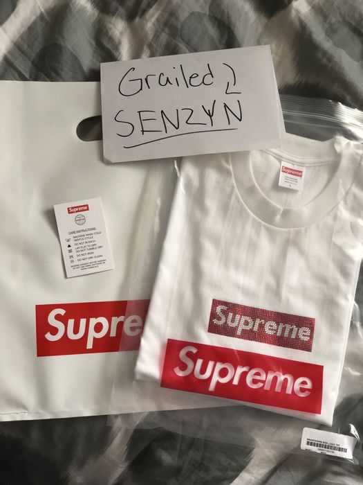 Supreme Swarovski Box Logo Tee White